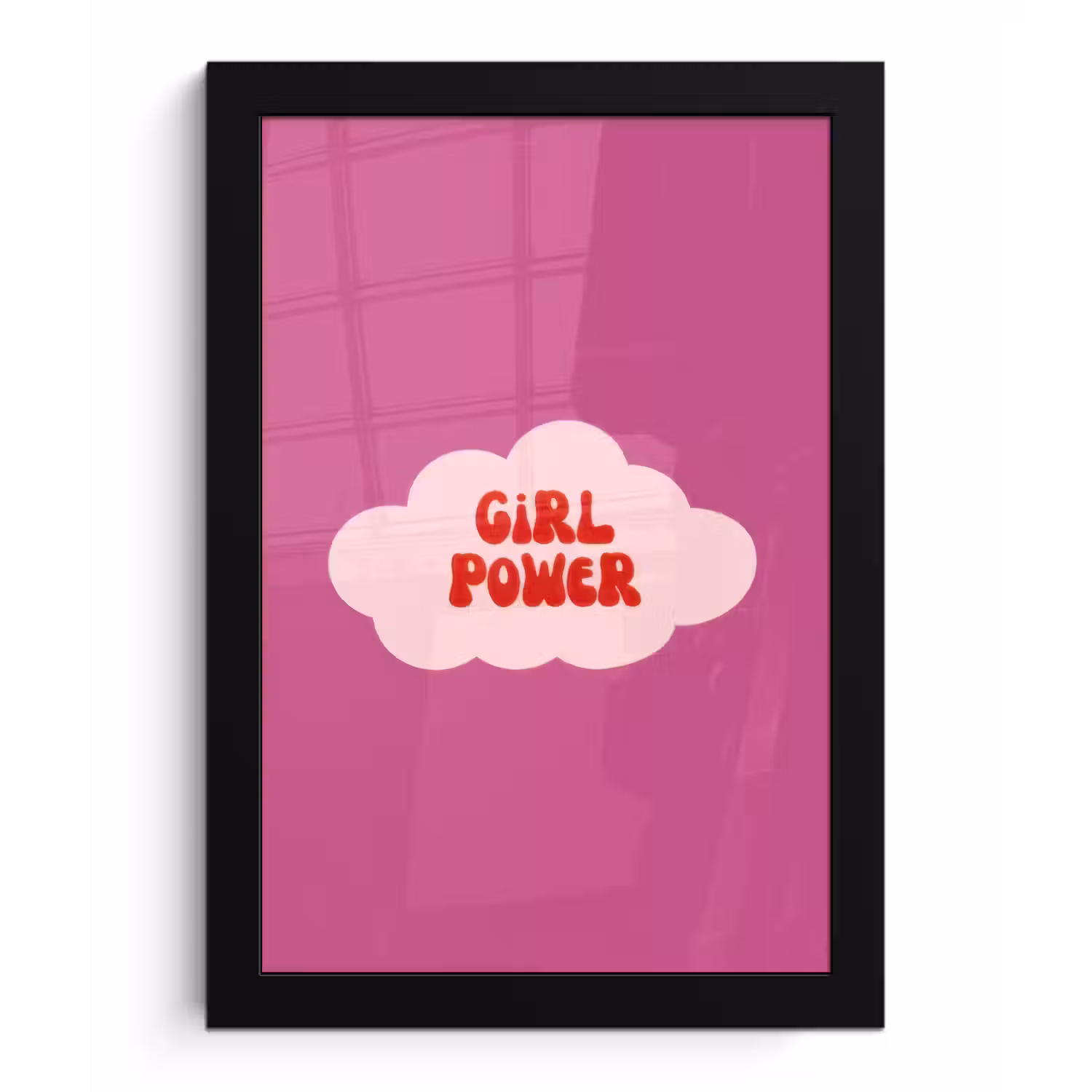 Girl power - Wolk - Roze fotolijst zwart zonder passe partout klein -3d