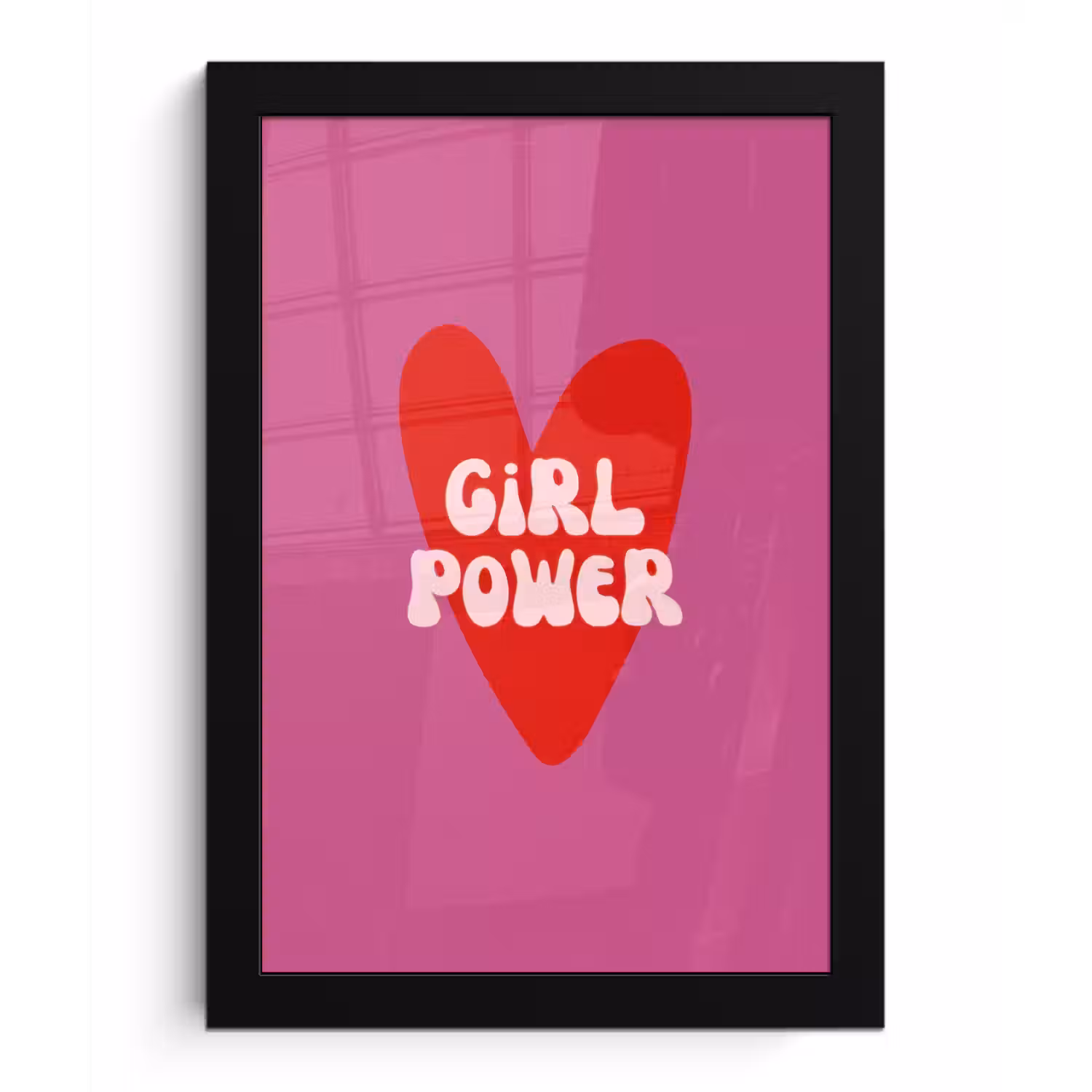 Girl power - Hart - Roze - Rood fotolijst zwart zonder passe partout klein -3d