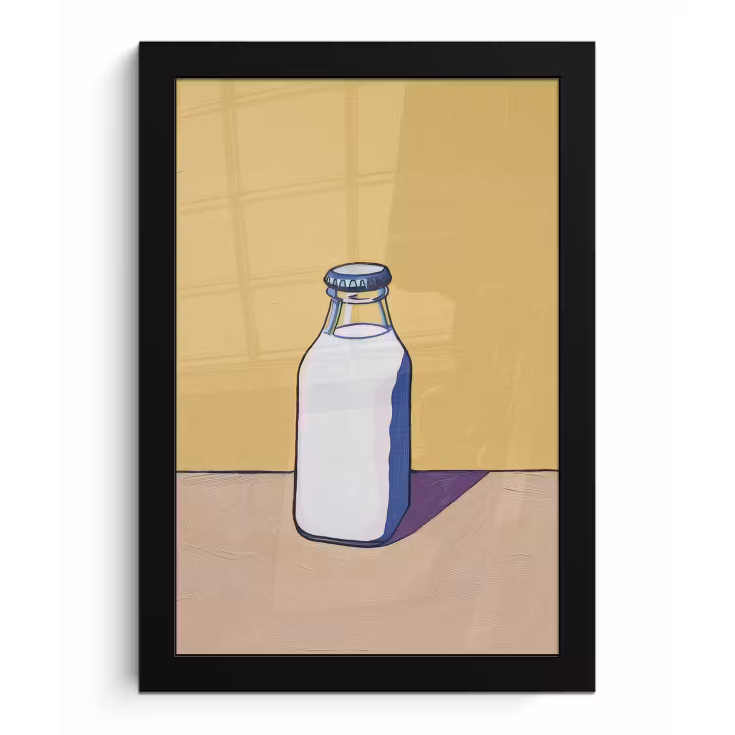 Glazen - Fles - Illustratie - Melk fotolijst zwart zonder passe partout klein -3d