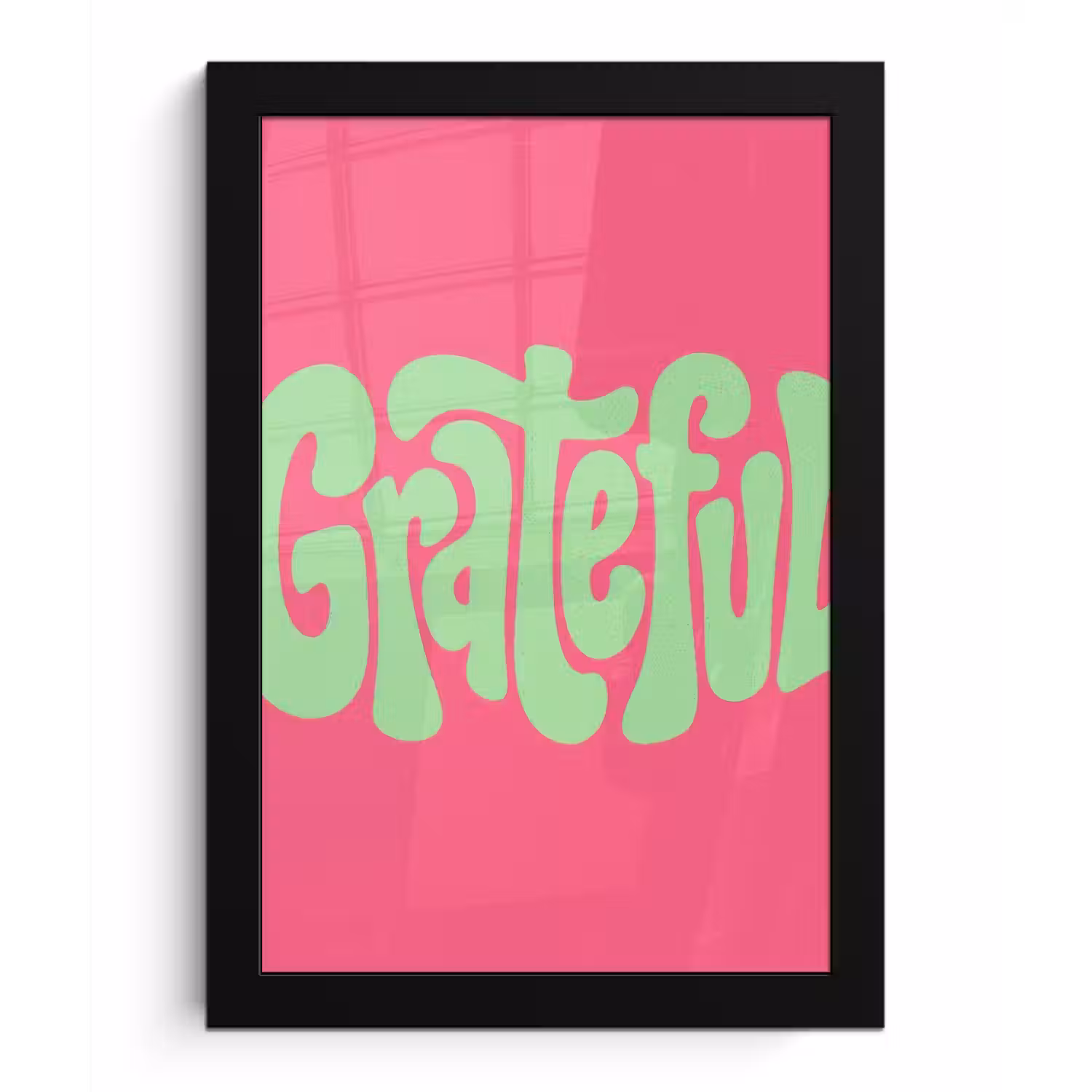 Grateful - Groen - Grafisch - Vloeiend fotolijst zwart zonder passe partout klein -3d