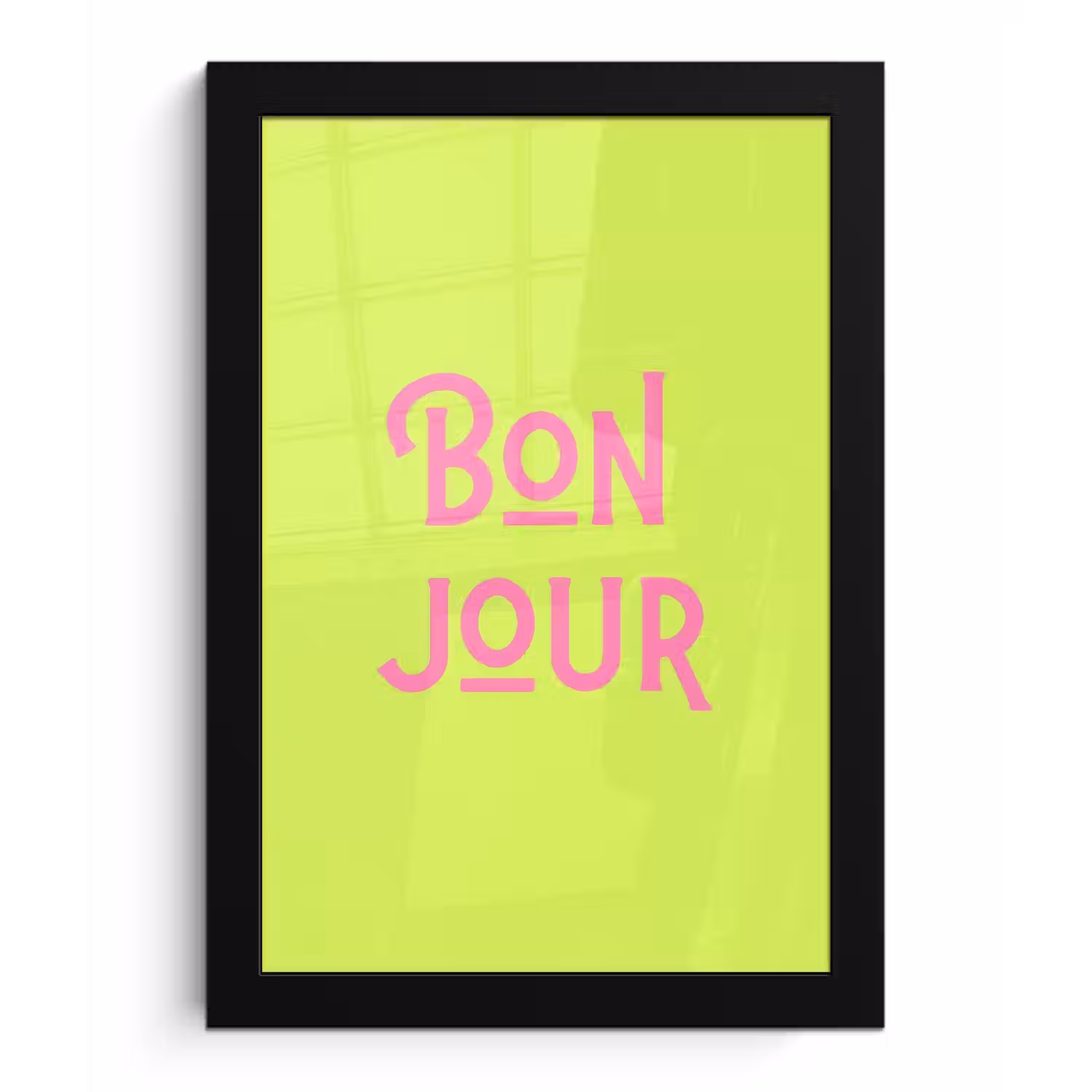 Groen - Roze bonjour - art-deco fotolijst zwart zonder passe partout klein -3d