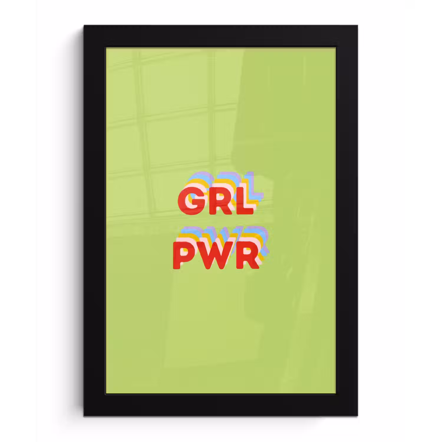 Grl pwr - Groen - Rood - 3D fotolijst zwart zonder passe partout klein -3d