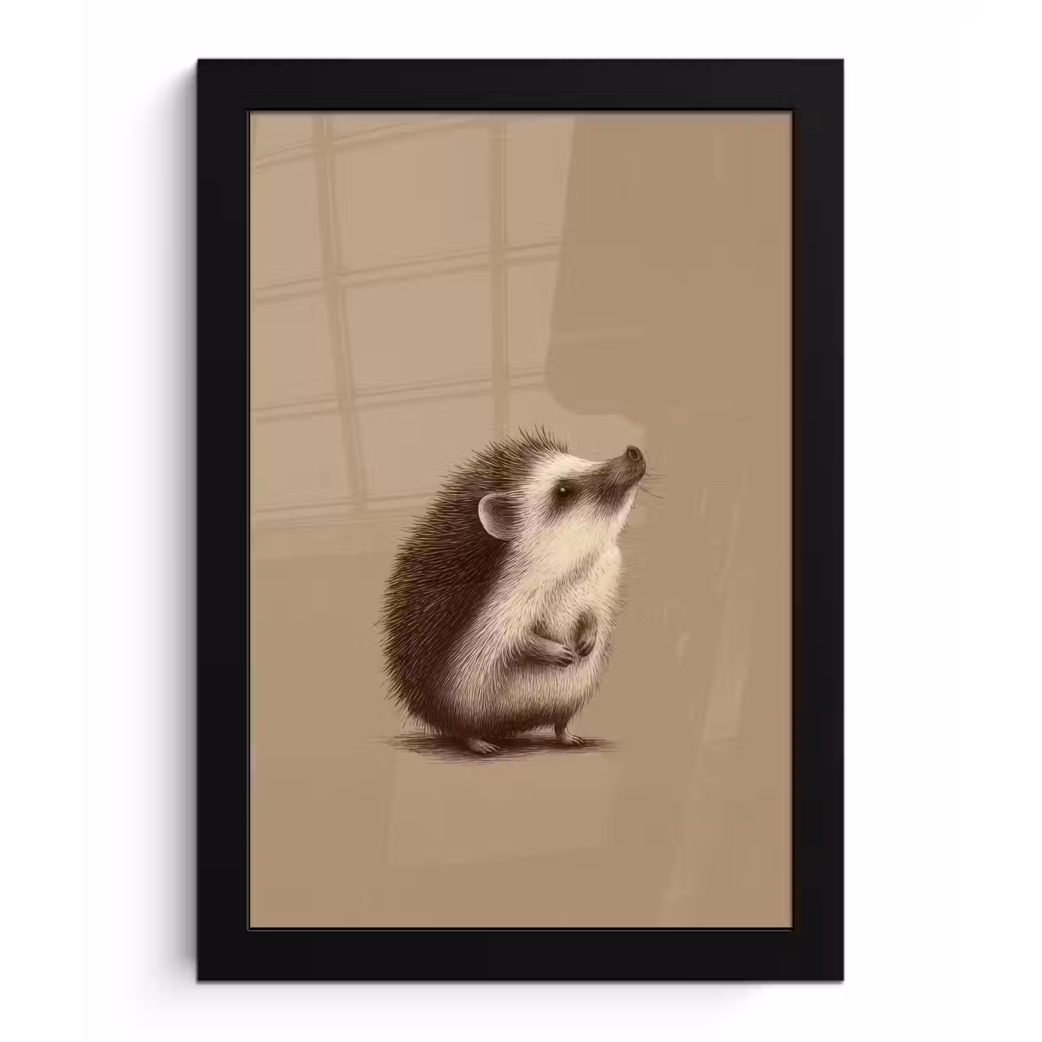 Egel - Snuitje - Bruin - Stekels fotolijst zwart zonder passe partout klein -3d