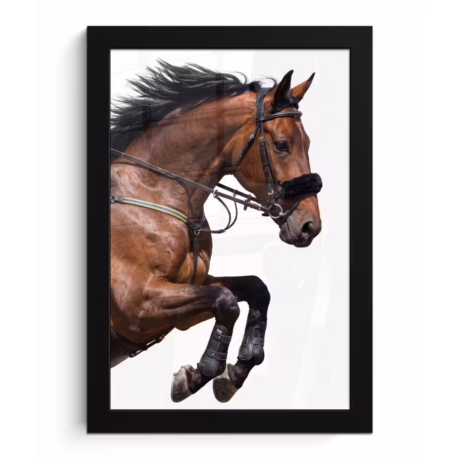 Paard - Springen - Modern fotolijst zwart zonder passe partout klein -3d