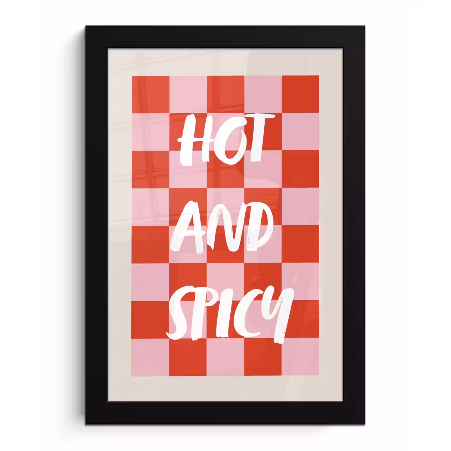 Hot - Spicy - Geruit - Rood fotolijst zwart zonder passe partout klein -3d