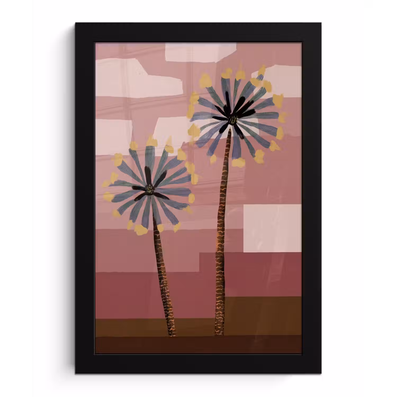 Illustratie - Bloemen - Vlakken - Abstract fotolijst zwart zonder passe partout klein -3d