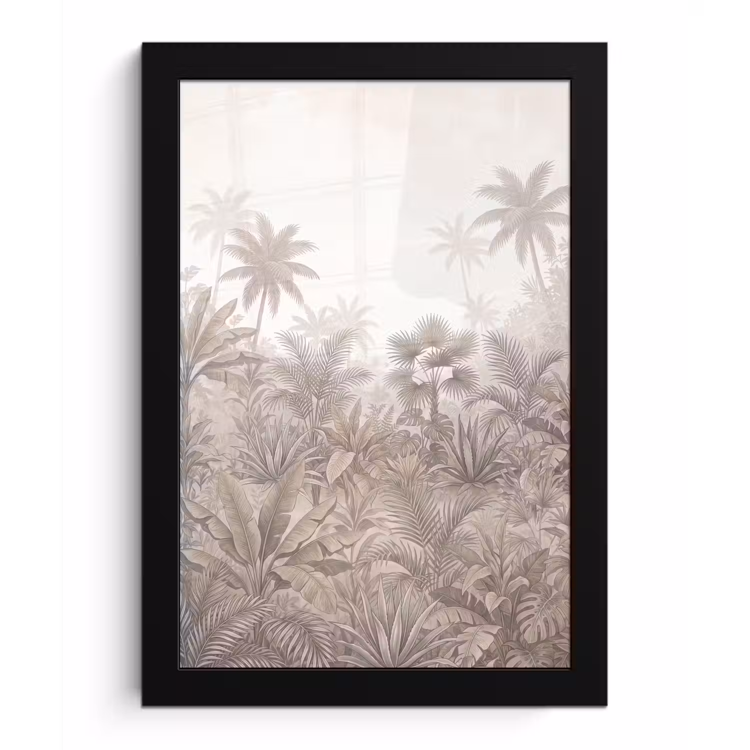 Jungle - Tropisch - Natuur -Vintage - Beige fotolijst zwart zonder passe partout klein -3d