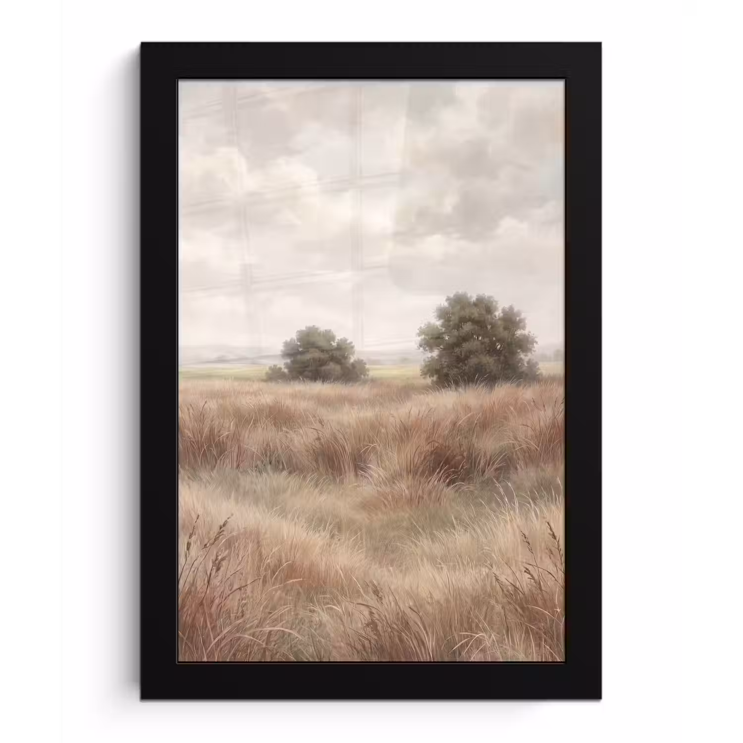 Landschap - Minimalistisch - Beige fotolijst zwart zonder passe partout klein -3d