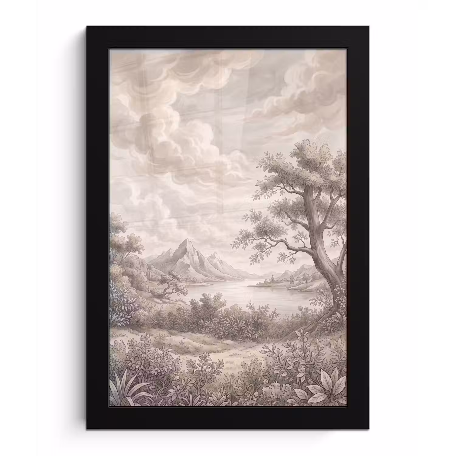 Landschap - Bergen - Meer - Natuur fotolijst zwart zonder passe partout klein -3d