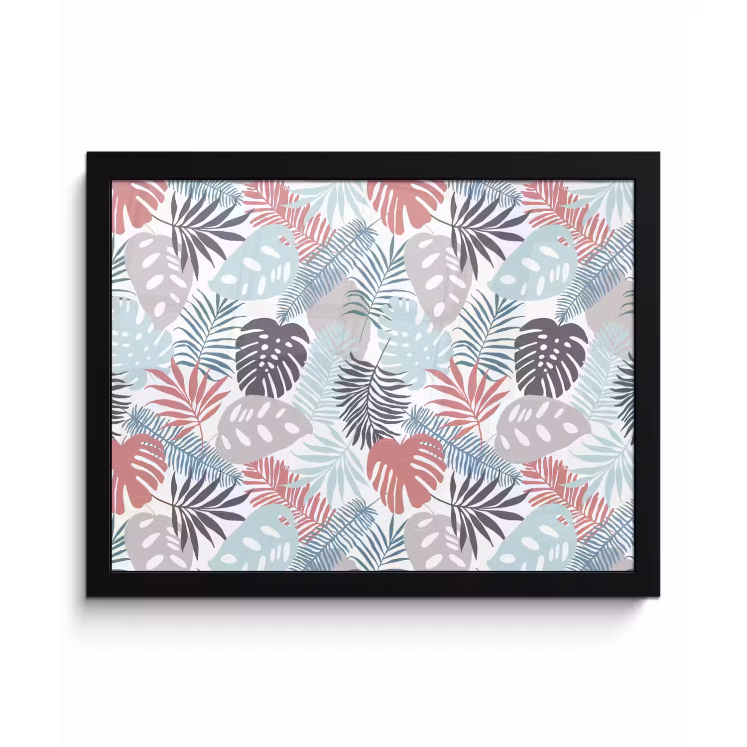 Inductie beschermer - Bladeren - Pastel - Jungle - Afdekplaat voor kookplaat fotolijst zwart zonder passe partout klein -3d