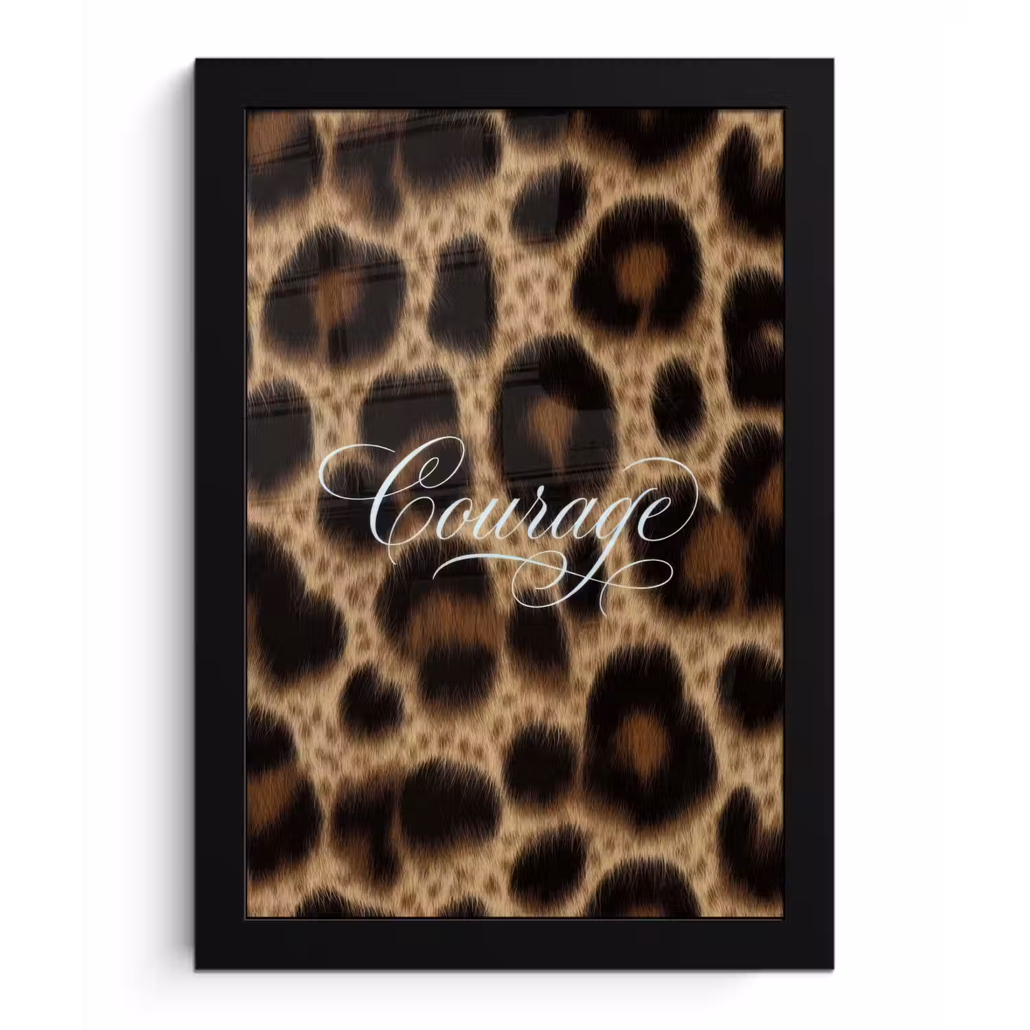 Luipaardprint - Bruin - Courage - Sierlijk fotolijst zwart zonder passe partout klein -3d