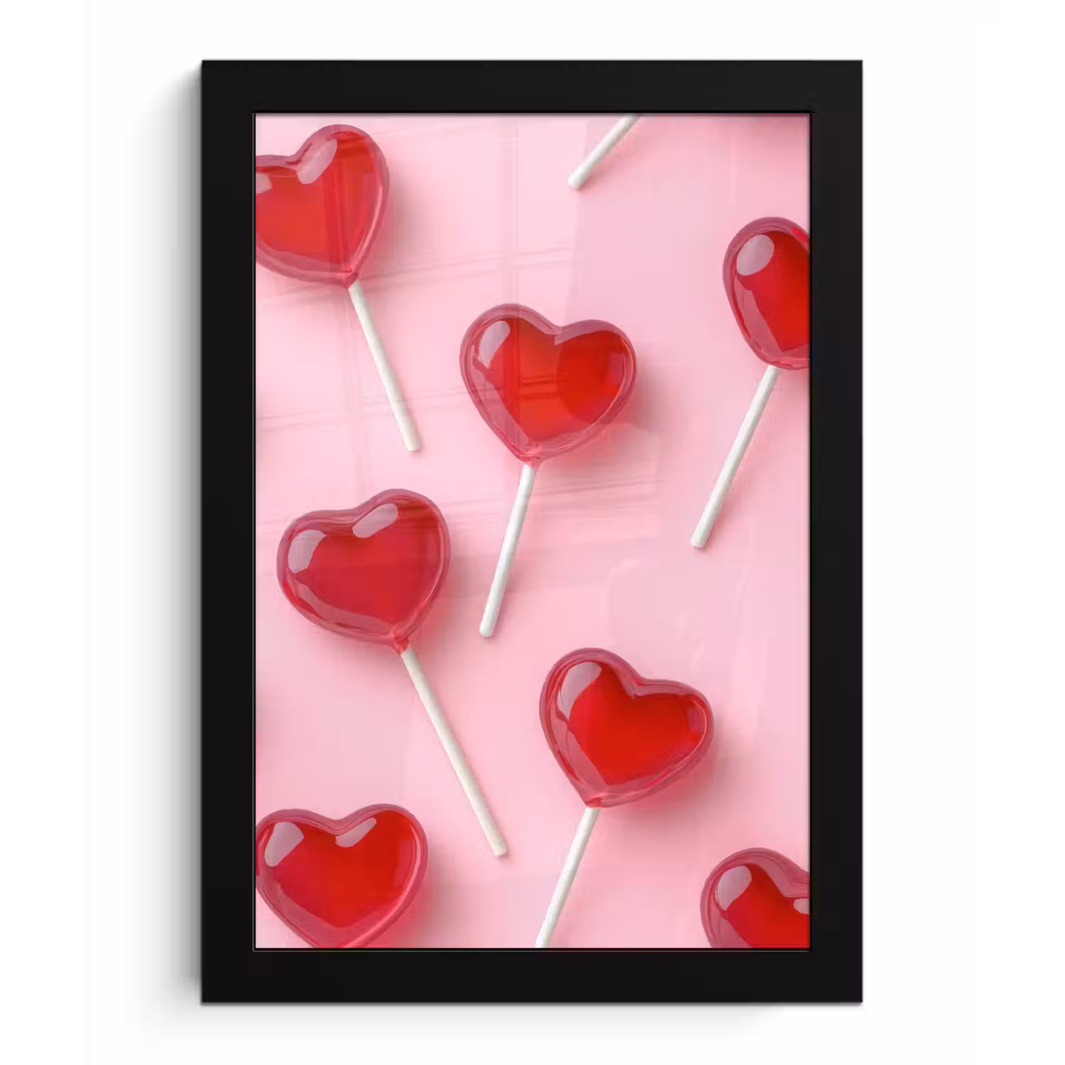 Lollies - Hartjes - Roze fotolijst zwart zonder passe partout klein -3d