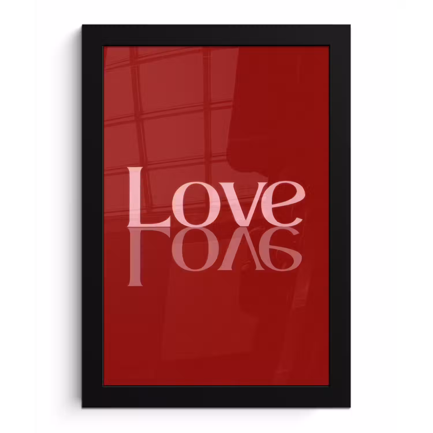 Love - Spiegeling - Rood fotolijst zwart zonder passe partout klein -3d