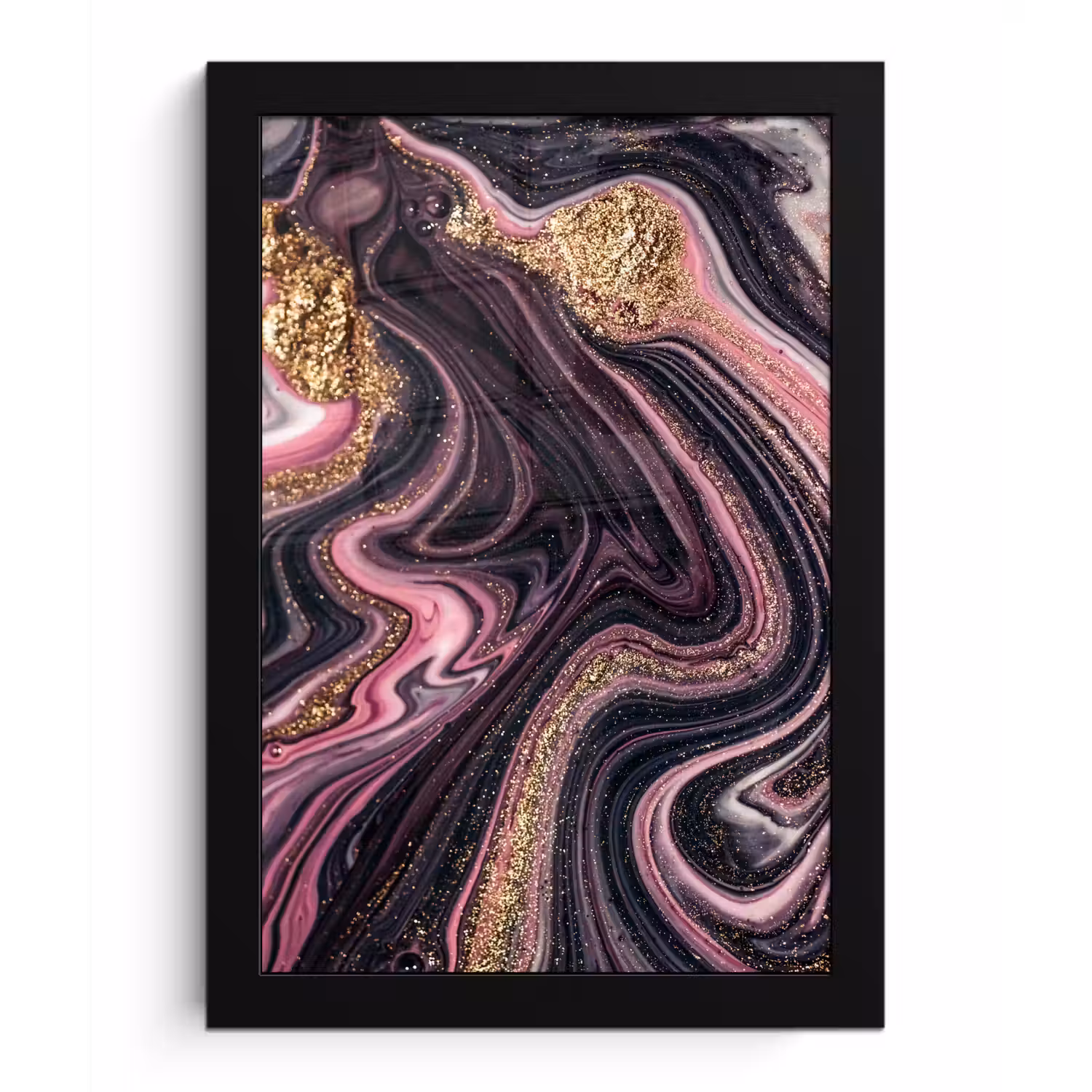 Marmerlook - Roze - Paars - Goud - Luxe - Marmer fotolijst zwart zonder passe partout klein -3d