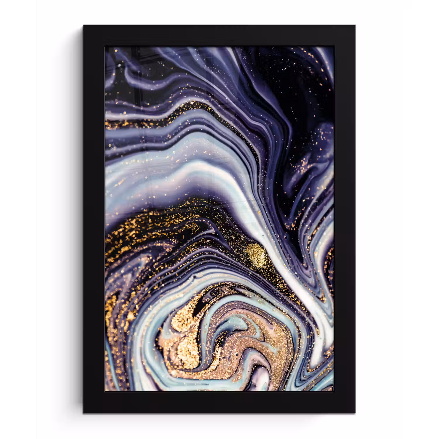 Marmer - Paars - Luxe - Marmerlook - Glitter fotolijst zwart zonder passe partout klein -3d