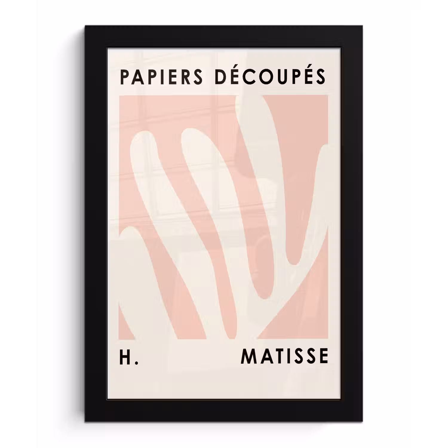 Matisse - Roze - Pastel - Abstract fotolijst zwart zonder passe partout klein -3d
