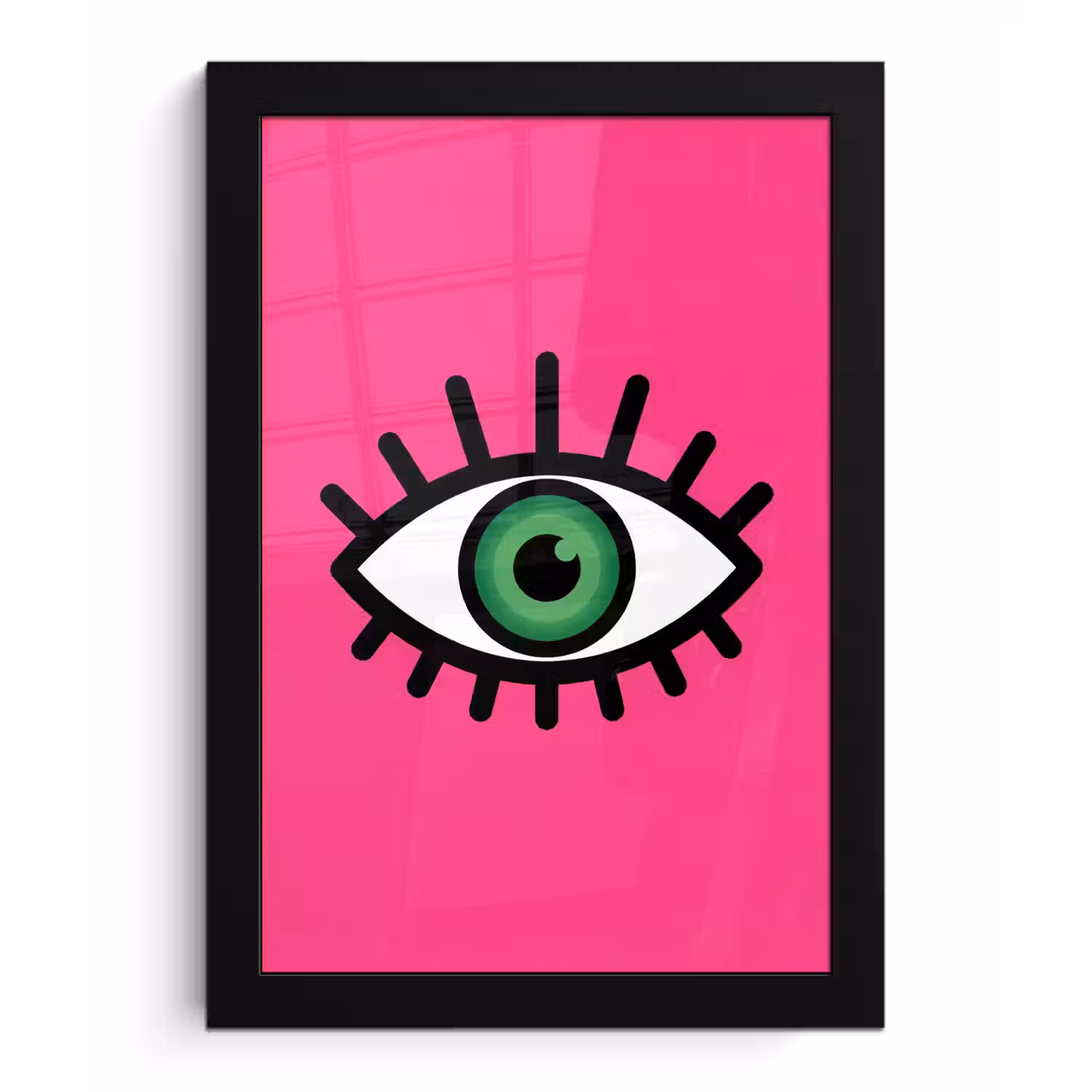 Minimalistisch - Oog - Roze fotolijst zwart zonder passe partout klein -3d