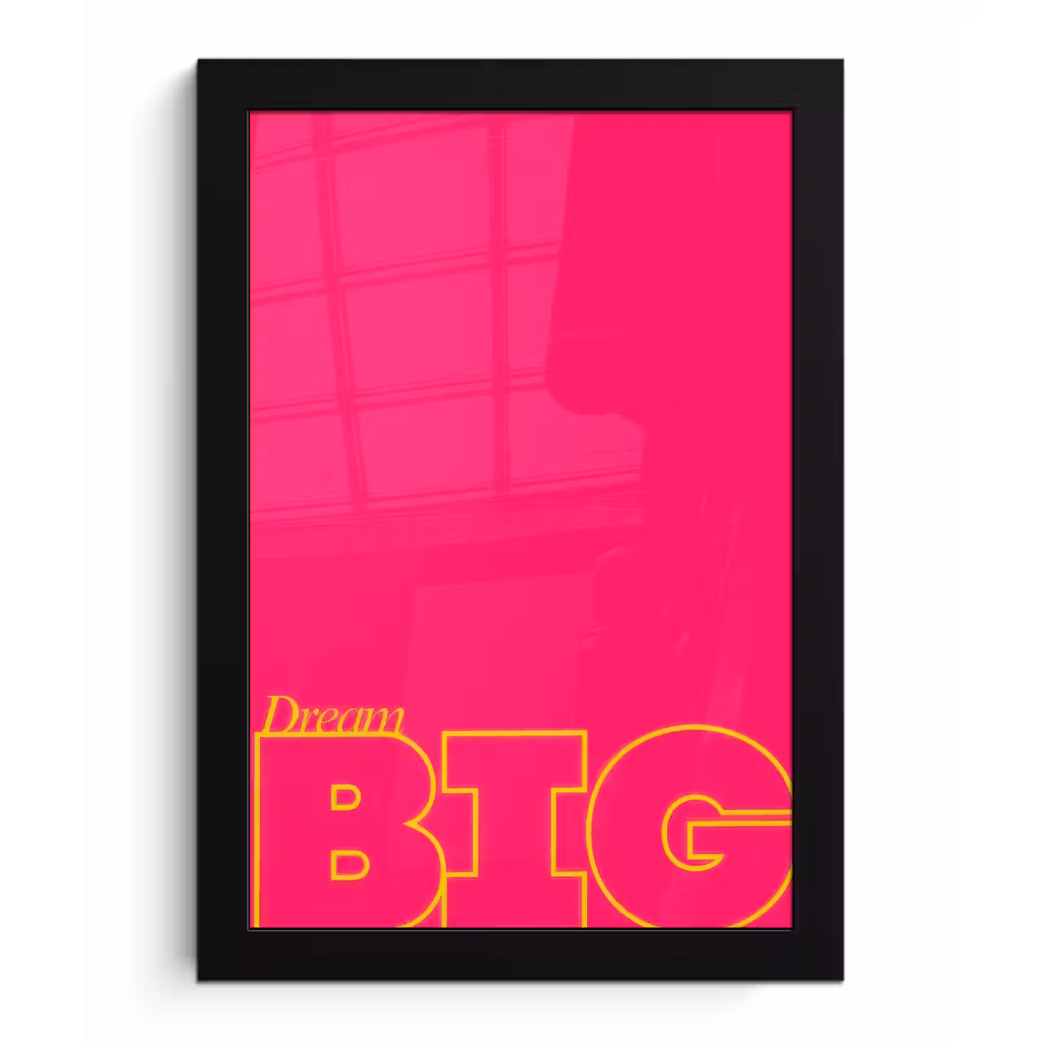 Minimalistisch - Roze - Dream big - Grafisch fotolijst zwart zonder passe partout klein -3d
