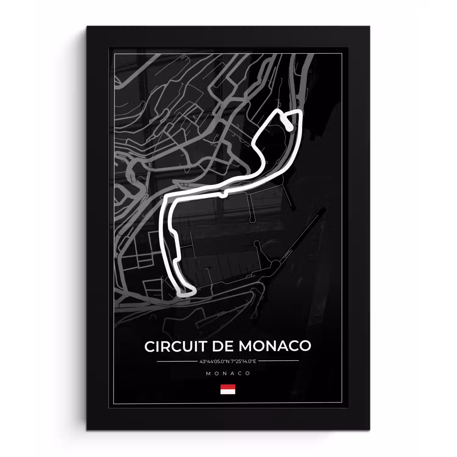 Monaco - Formule 1 - Circuit de Monaco - Racebaan - Circuit - Zwart fotolijst zwart zonder passe partout klein -3d