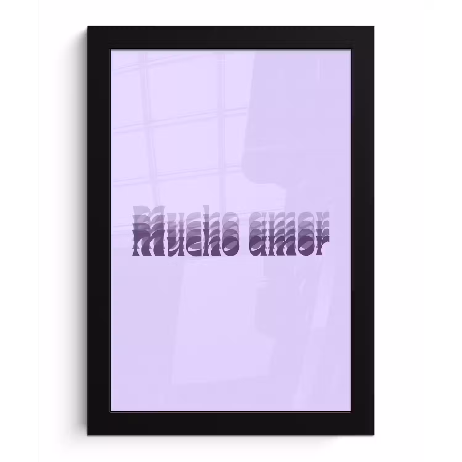 Mucho amor - Paars - Gelaagde letters fotolijst zwart zonder passe partout klein -3d