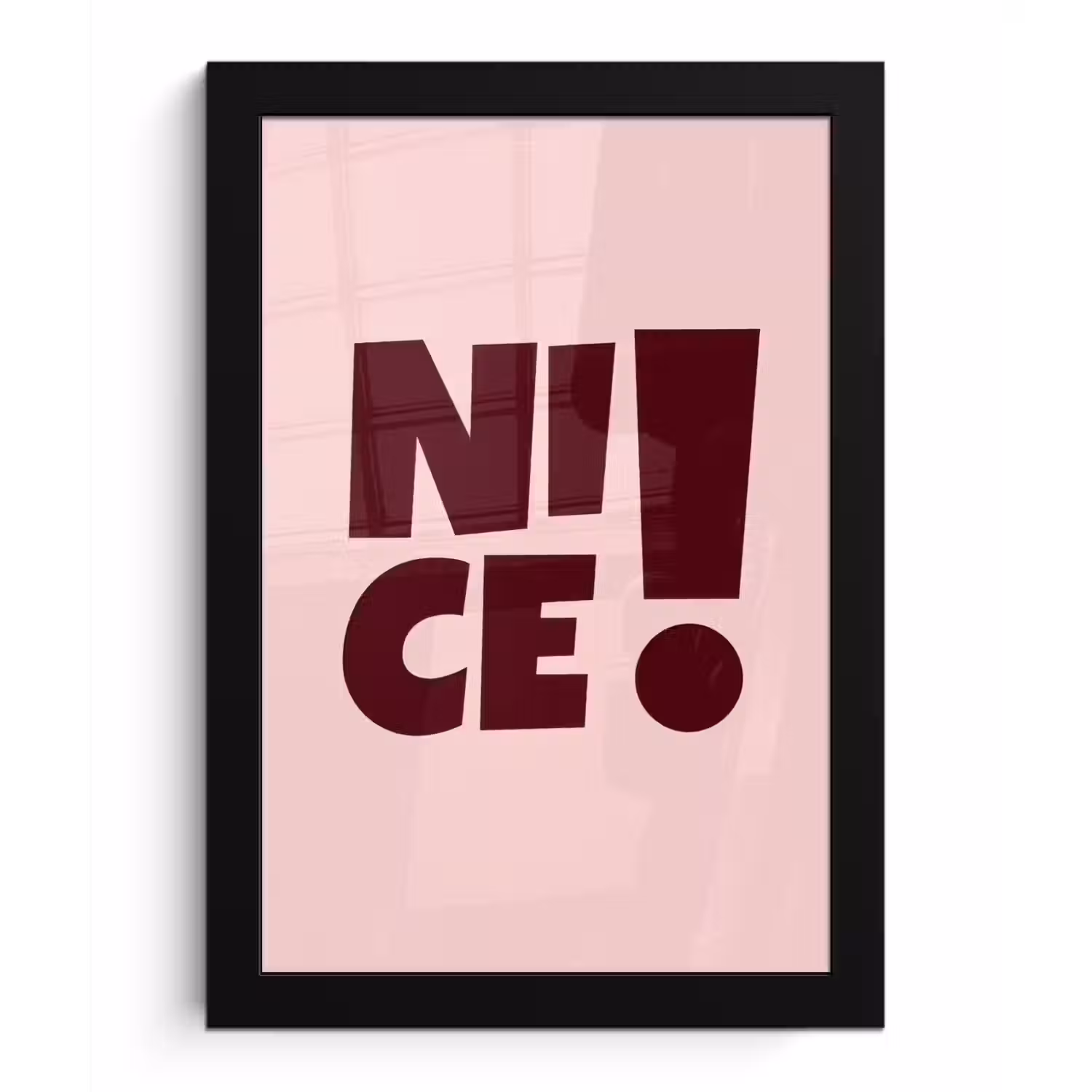 Nice - Uitroepteken - Roze fotolijst zwart zonder passe partout klein -3d