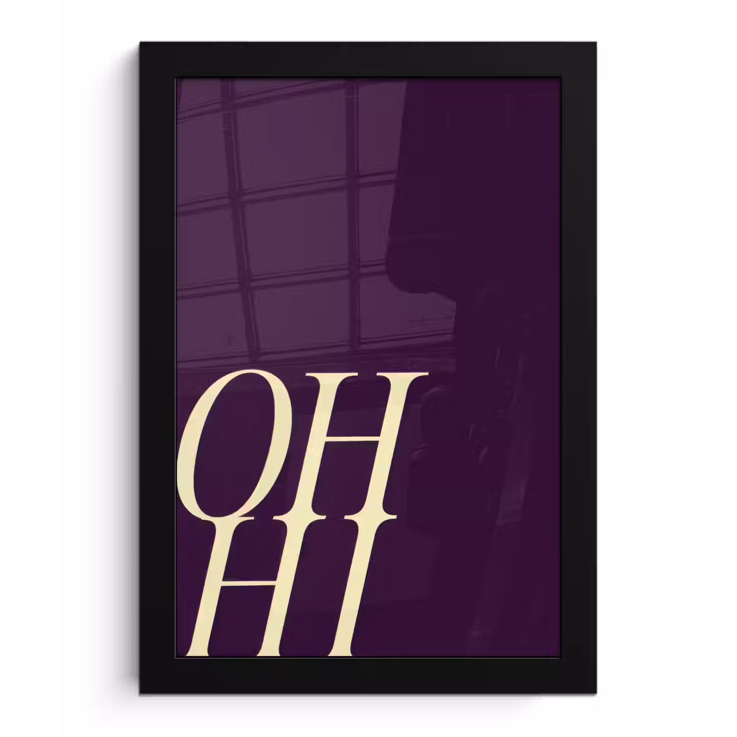 Oh hi - Paars - Cursief fotolijst zwart zonder passe partout klein -3d