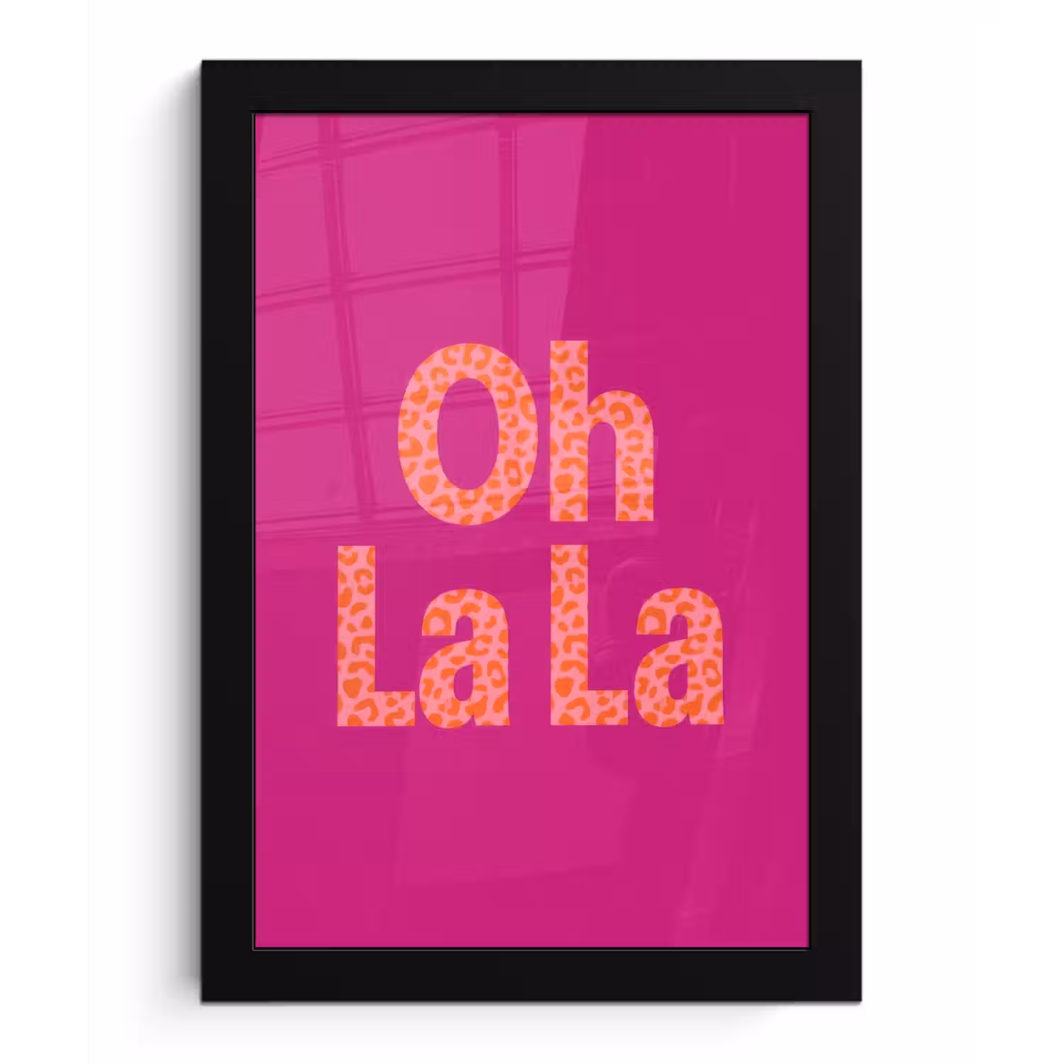 Oh la la - Luipaardprint - Roze fotolijst zwart zonder passe partout klein -3d