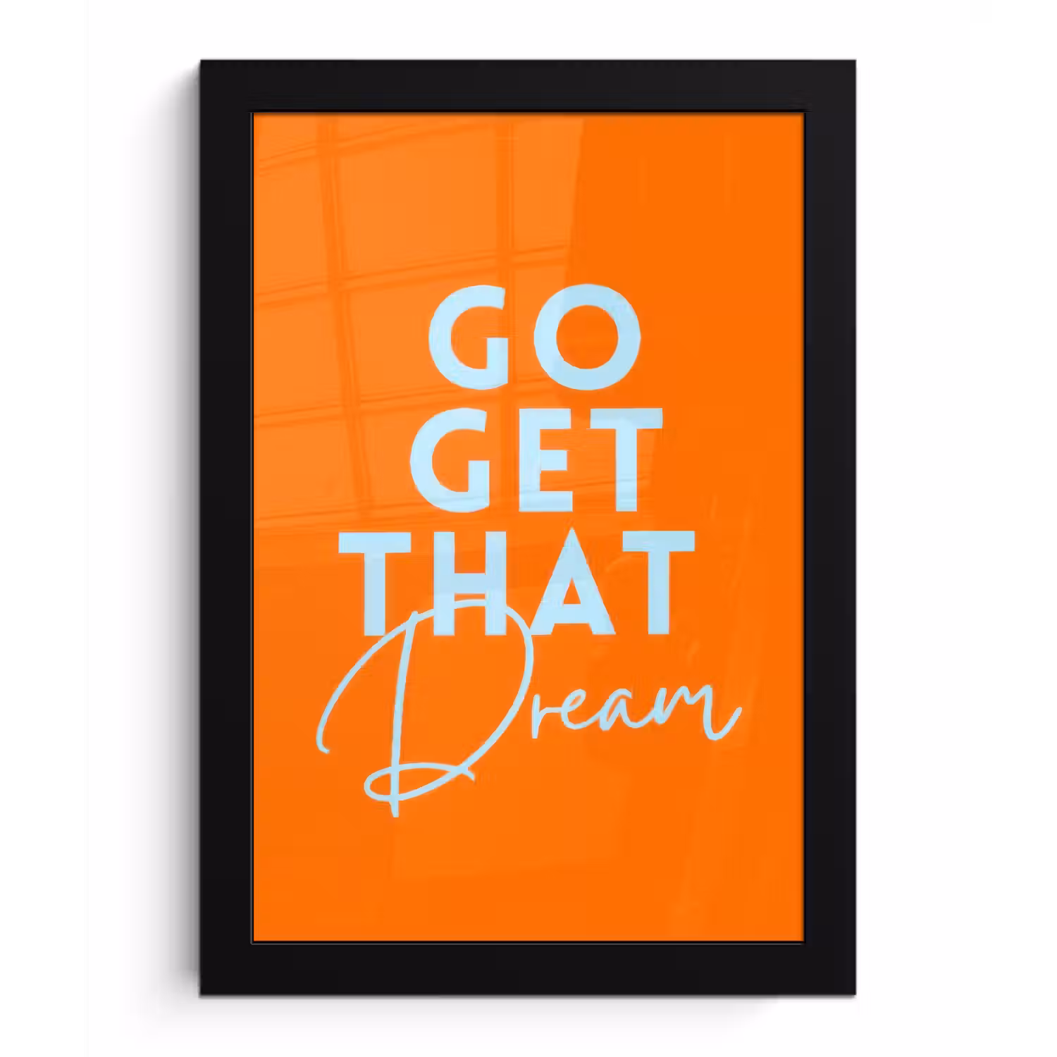 Oranje - Blauw - Go get that dream fotolijst zwart zonder passe partout klein -3d