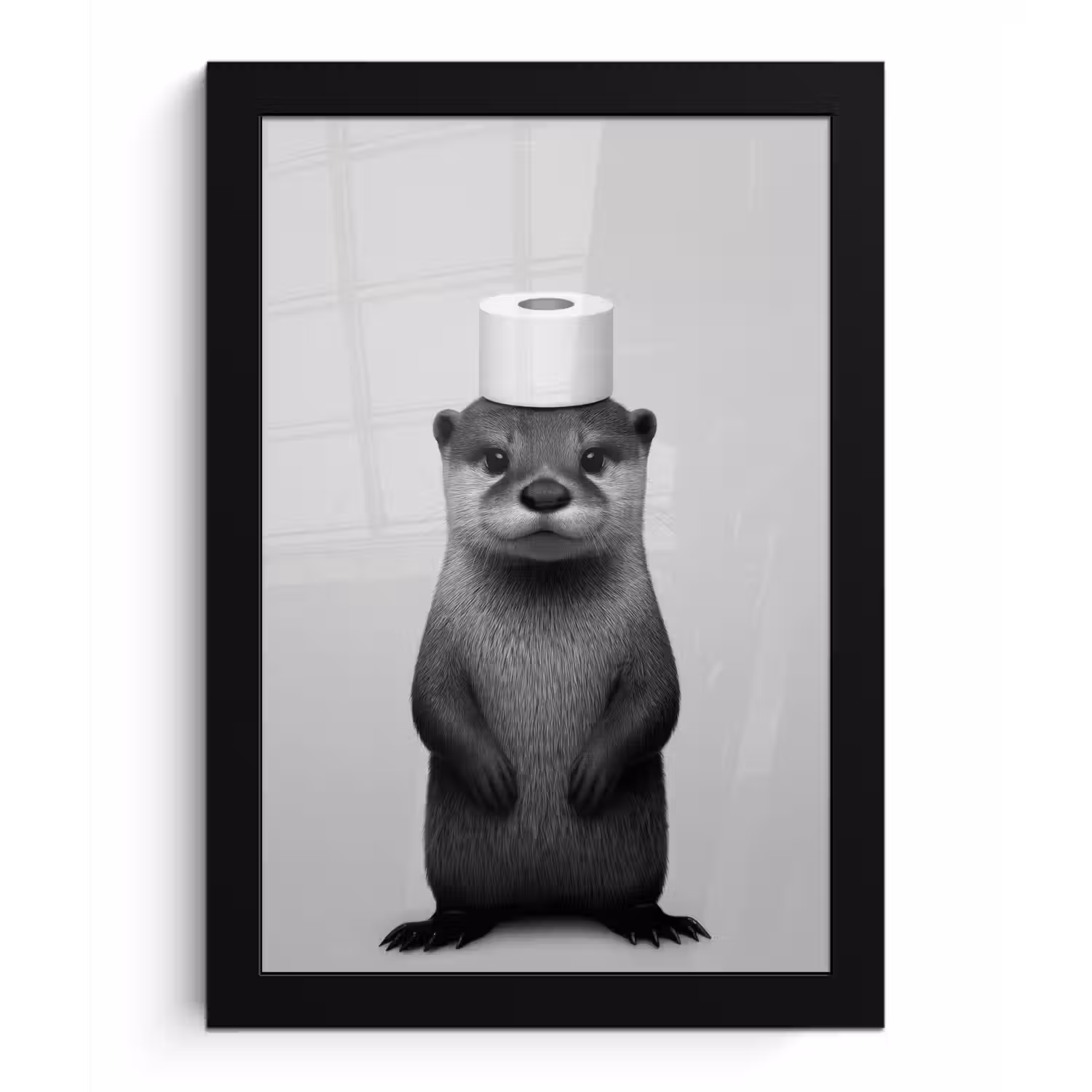Otter - WC rol - Zwart - Wit fotolijst zwart zonder passe partout klein -3d