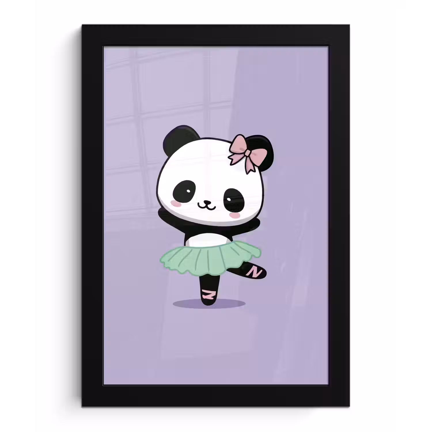 Dansende panda - Paars - Sierlijk - Kawaii fotolijst zwart zonder passe partout klein -3d