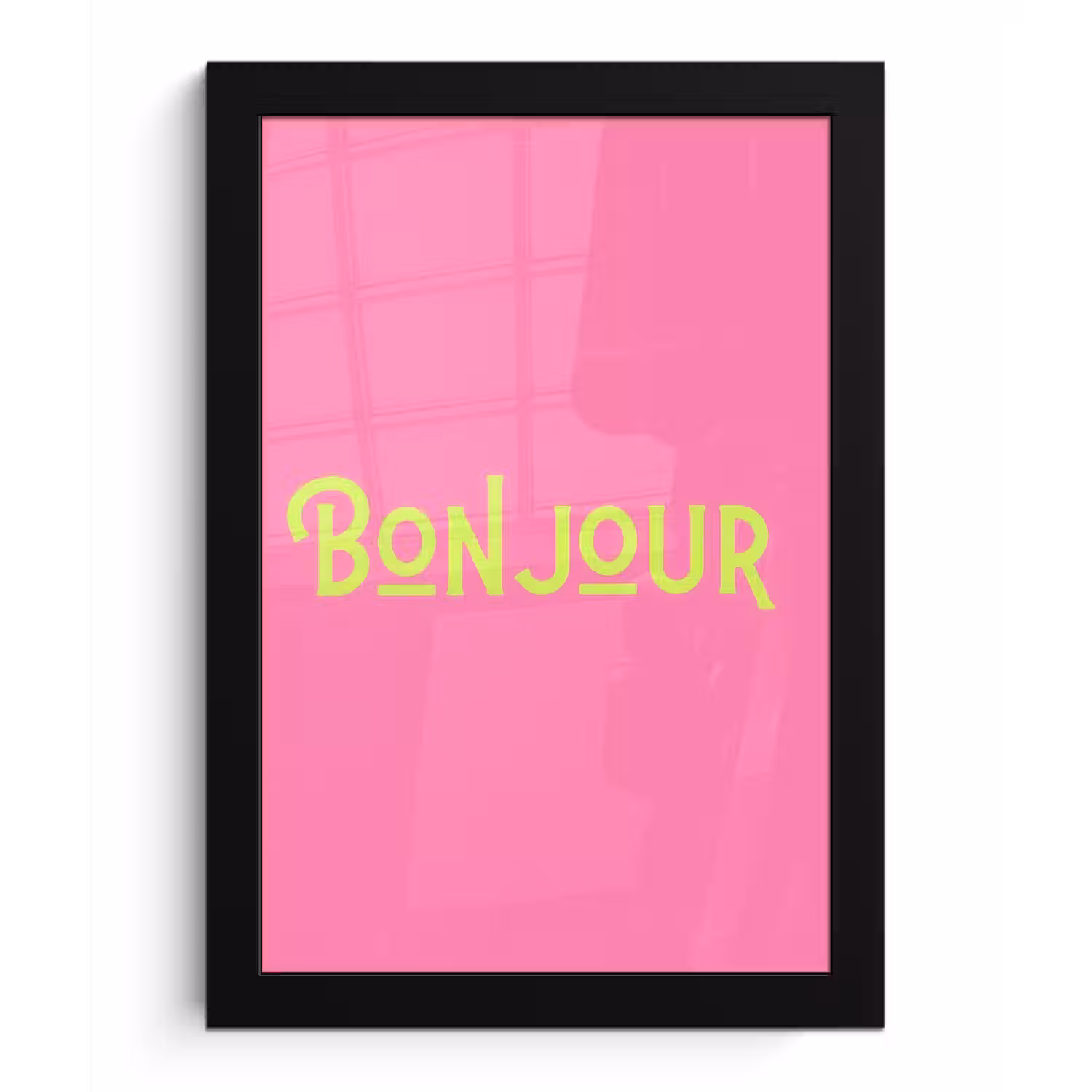 Roze - Groene Bonjour - art-deco fotolijst zwart zonder passe partout klein -3d