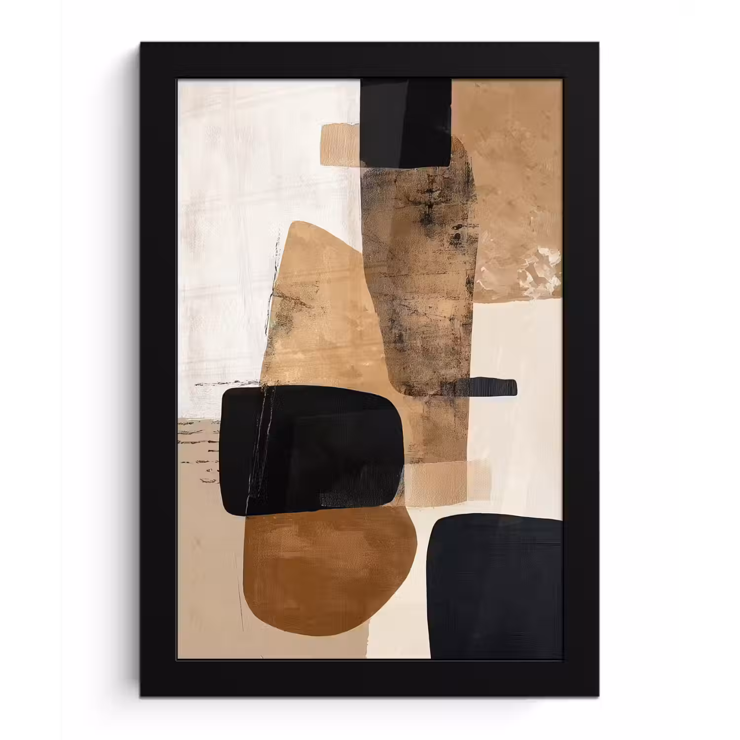 Vlakken - Abstract - Zwart - Strepen fotolijst zwart zonder passe partout klein -3d