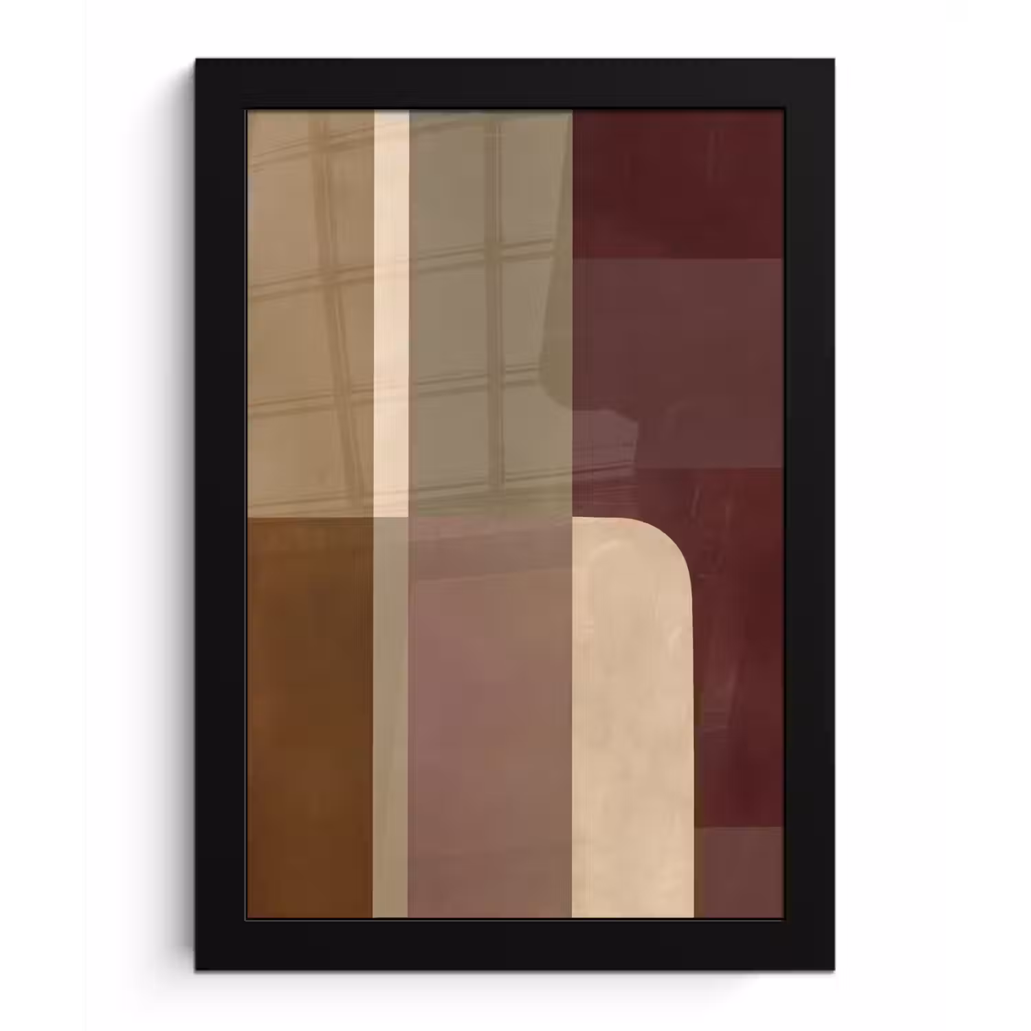Vlakken - Abstract - Bordeaux - Lijnen fotolijst zwart zonder passe partout klein -3d