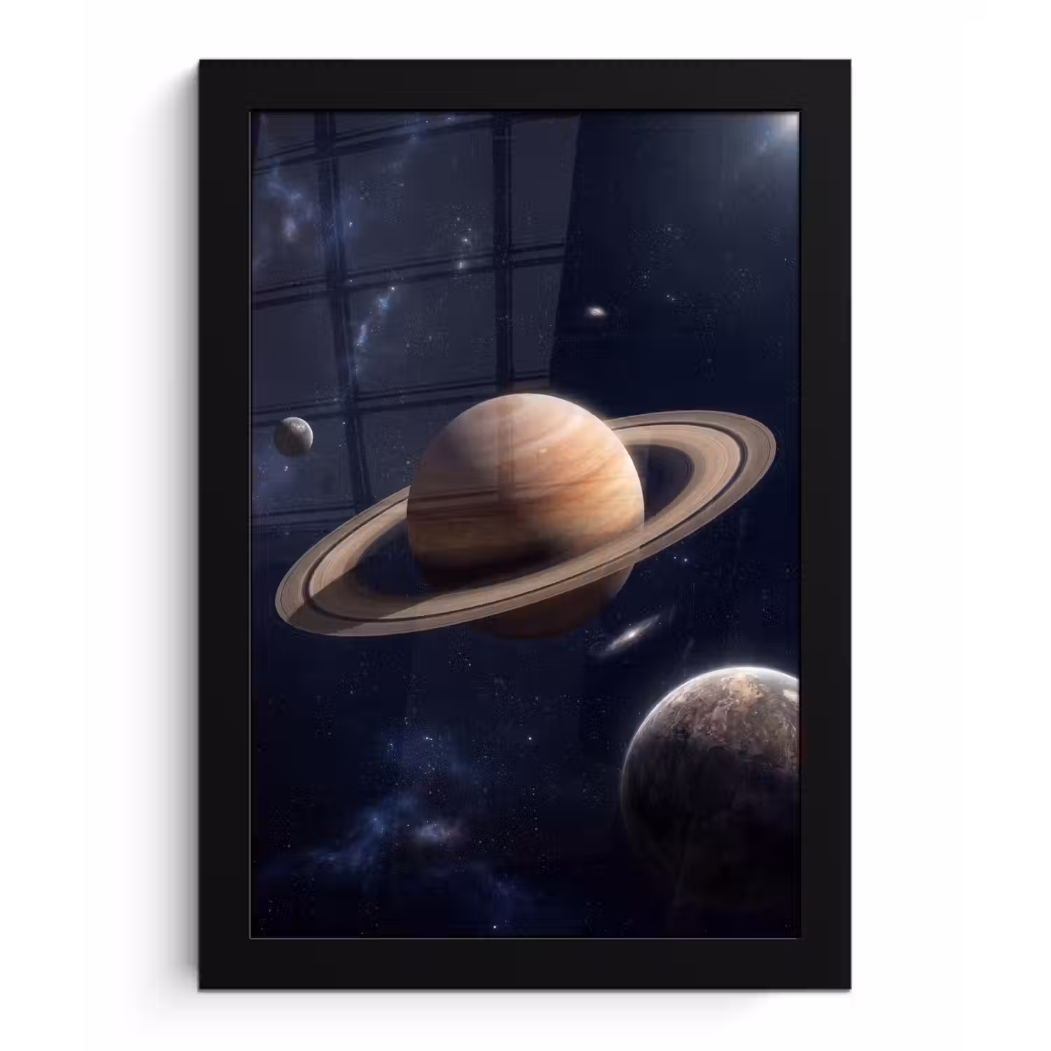 Planeten - Saturnus - Ruimte fotolijst zwart zonder passe partout klein -3d
