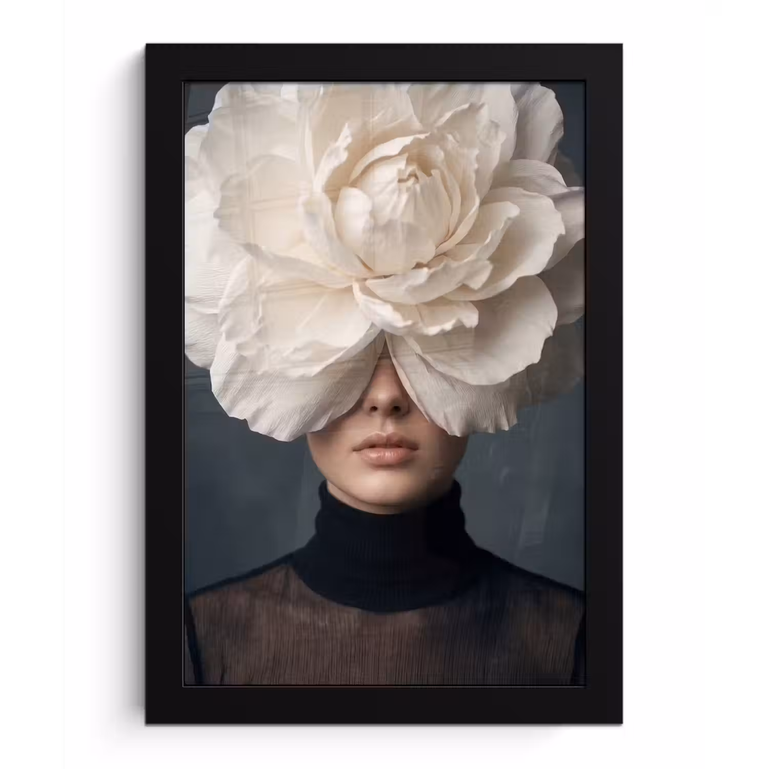 Portret - Mysterieus - Wit fotolijst zwart zonder passe partout klein -3d