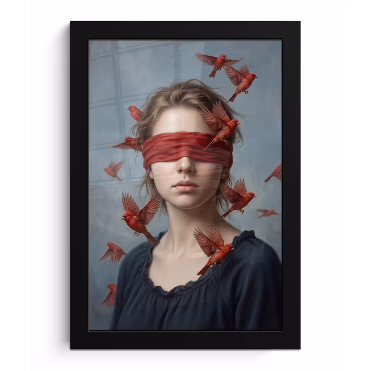Portret - Krachtig - Rood fotolijst zwart zonder passe partout klein -3d