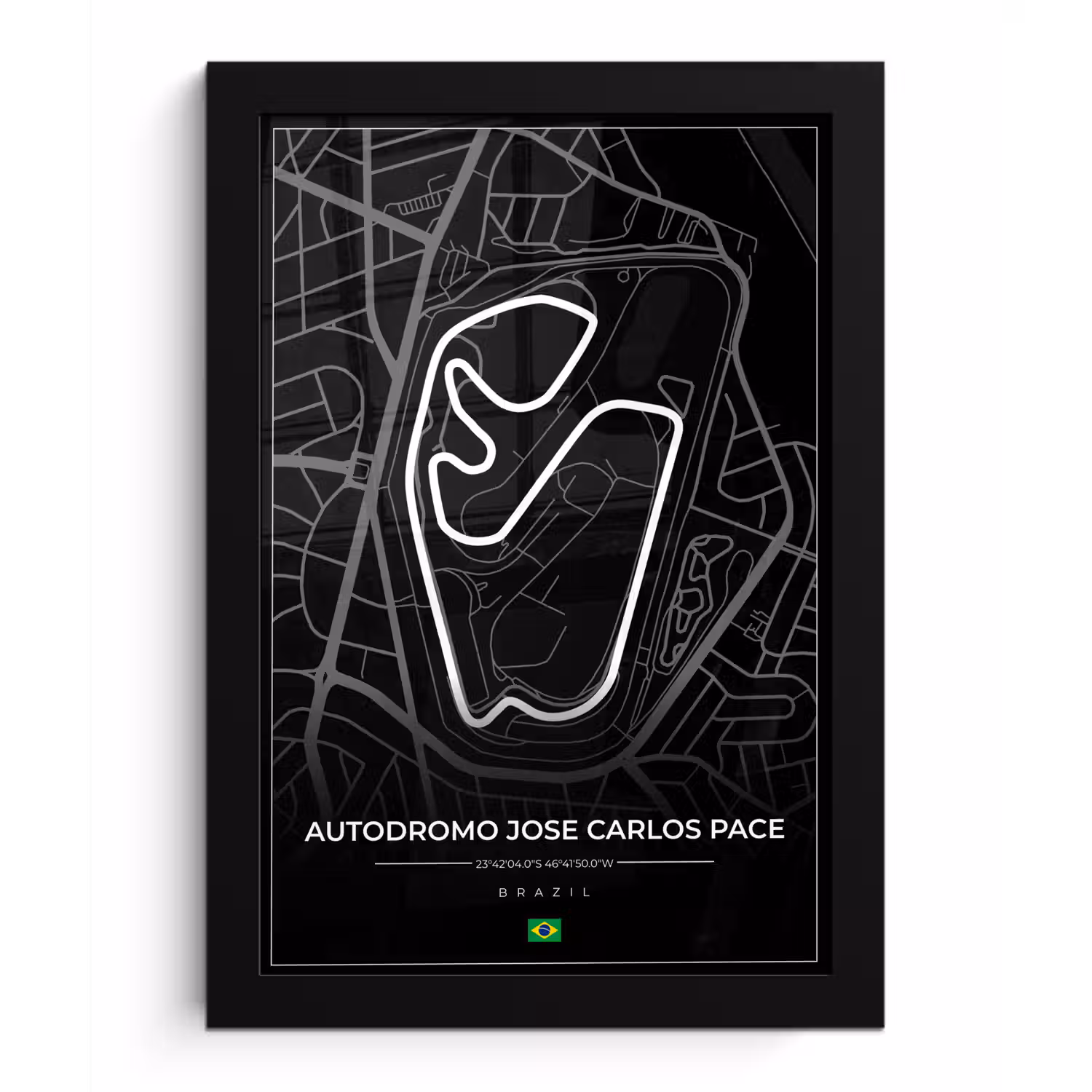 Racebaan - Brazilië - Circuit - Formule 1 - Autódromo José Carlos Pace - Zwart fotolijst zwart zonder passe partout klein -3d