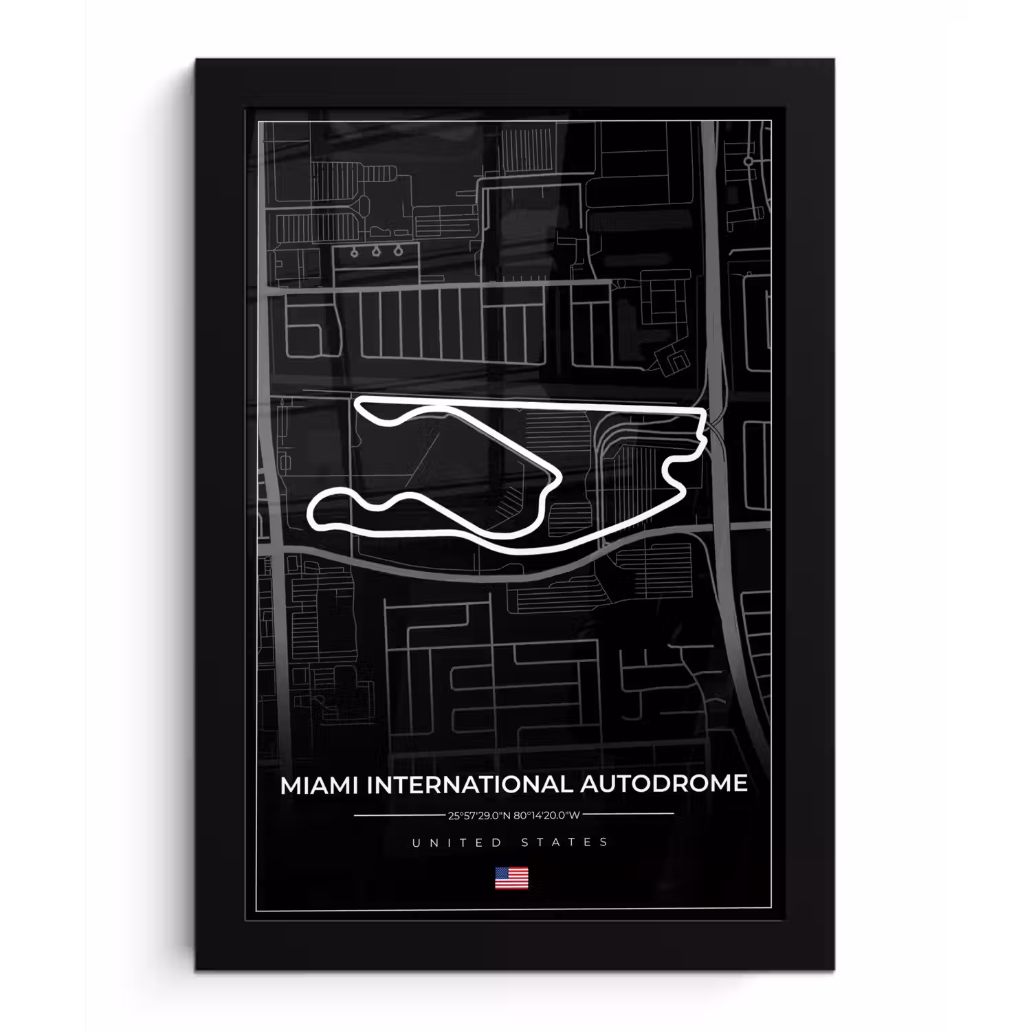 Racebaan - Verenigde Staten - Formule 1 - Miami International Autodrome - Circuit - Zwart fotolijst zwart zonder passe partout klein -3d