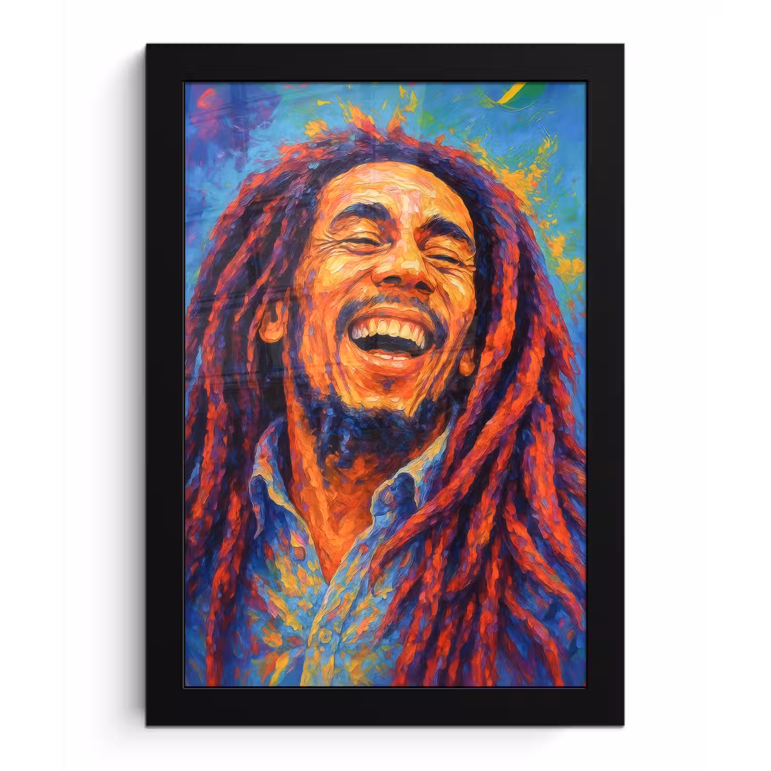 Regenboogkleuren - Man - schilderij fotolijst zwart zonder passe partout klein -3d