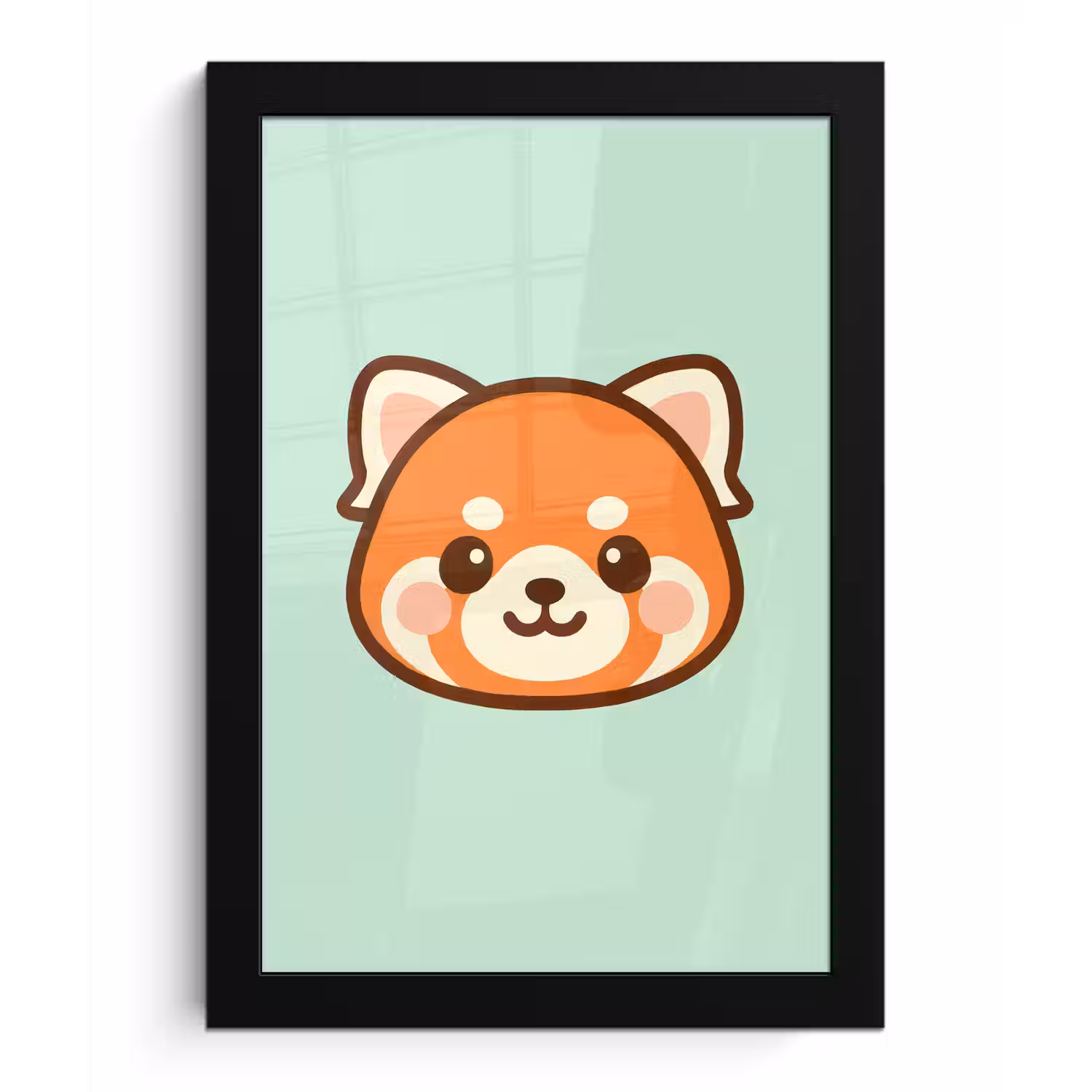 Rode panda - Groen - Cartoon fotolijst zwart zonder passe partout klein -3d