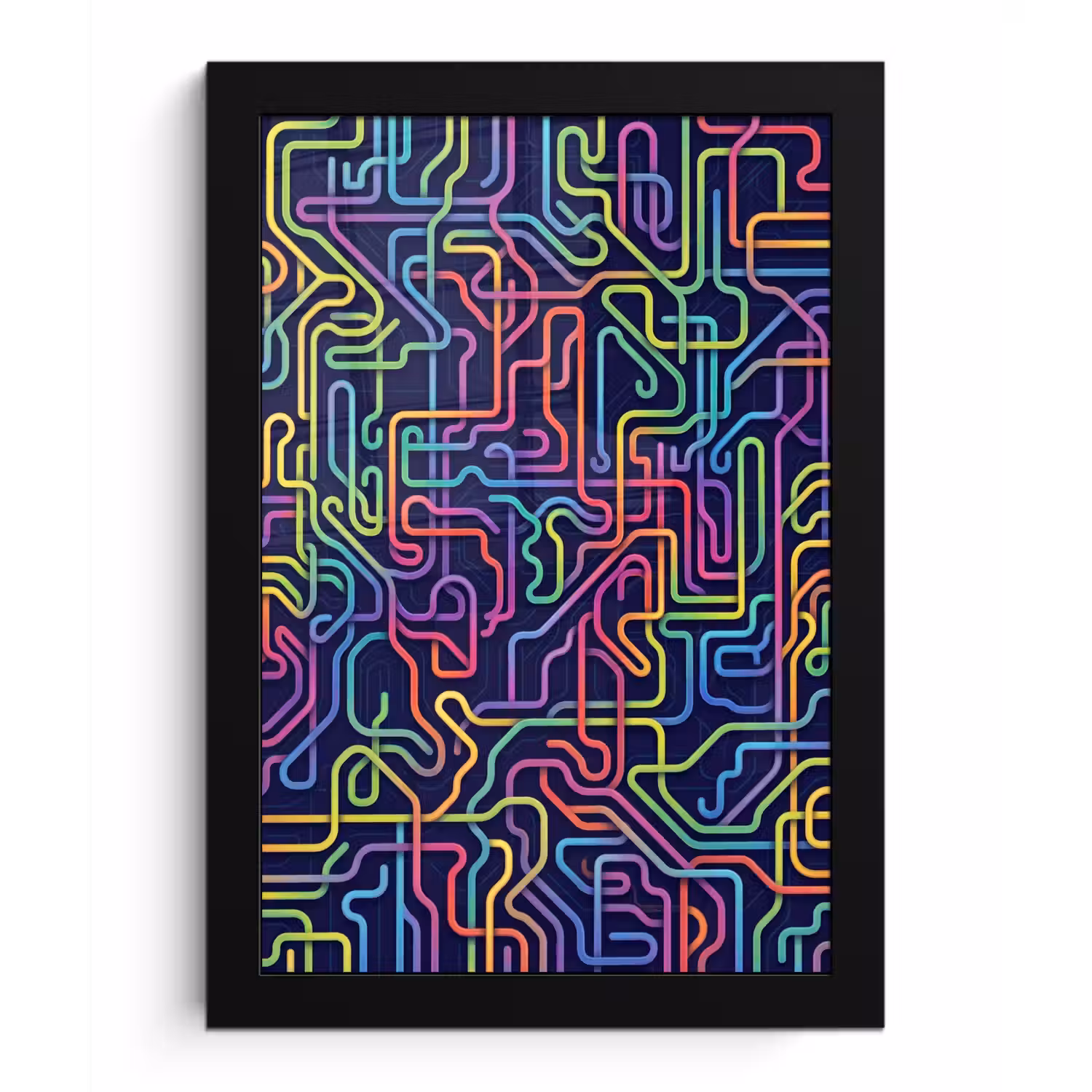 Retro - Abstract - Neon fotolijst zwart zonder passe partout klein -3d