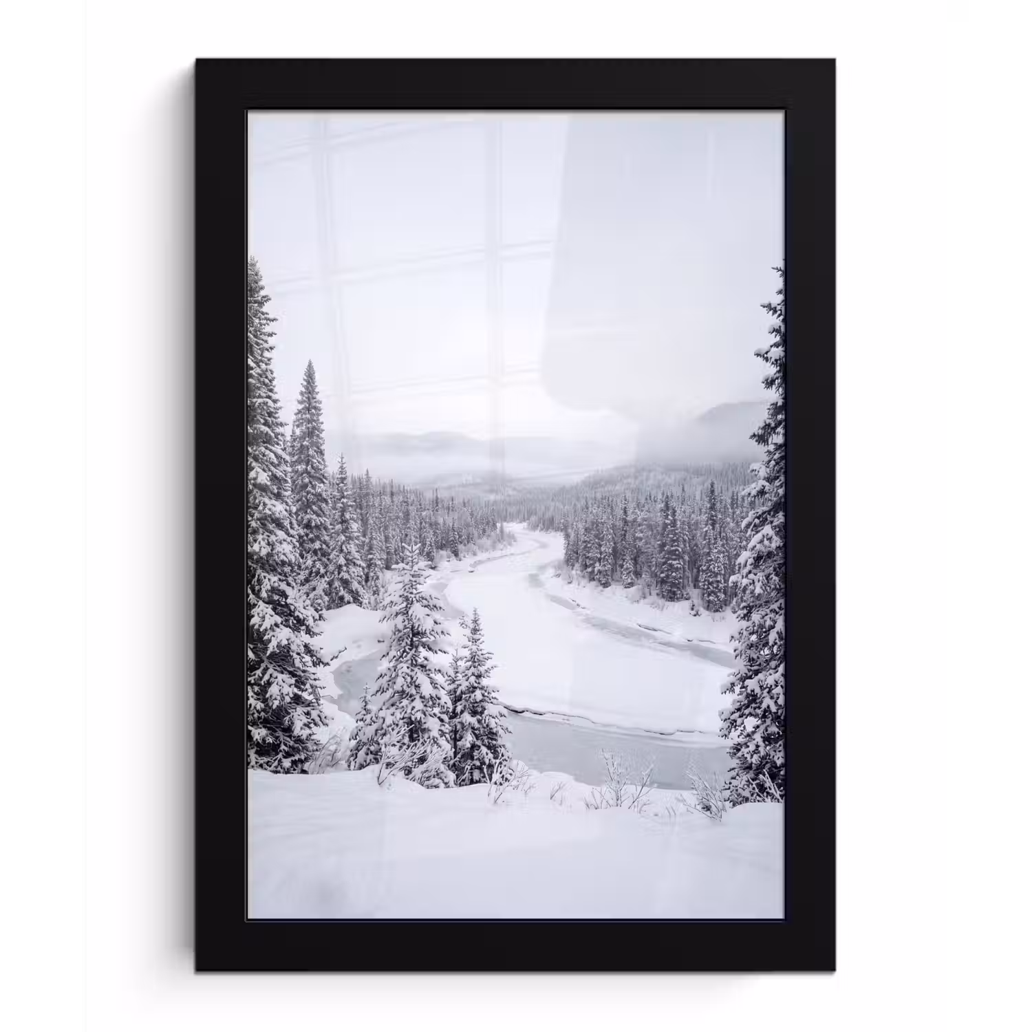 Rivier - Bevroren - Landschap - Winter fotolijst zwart zonder passe partout klein -3d