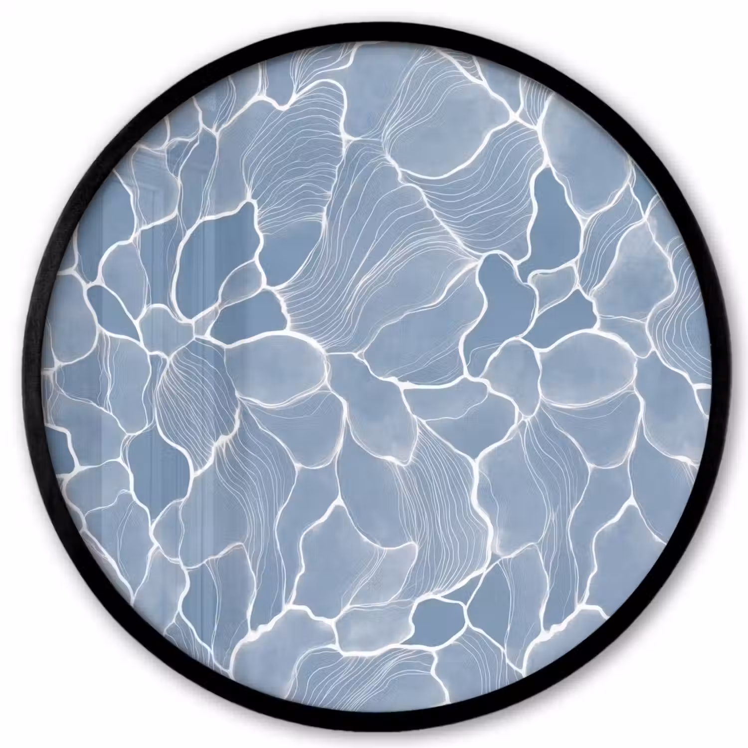 Abstract - Blauw - Bladeren Fotolijst rond zonder passe partout klein -3d