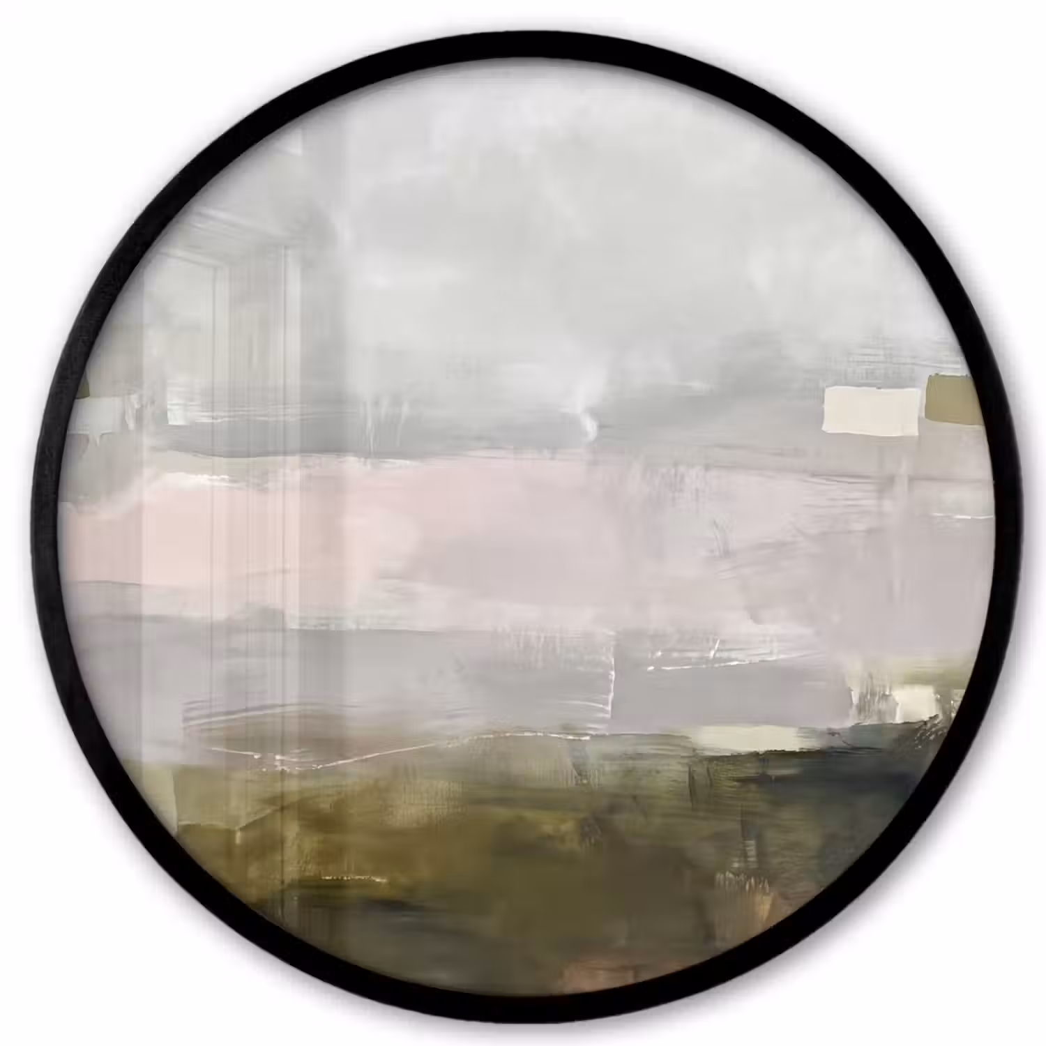 Abstract - Gelaagd - Kunst - Modern - Grijs-Groen Fotolijst rond zonder passe partout klein -3d