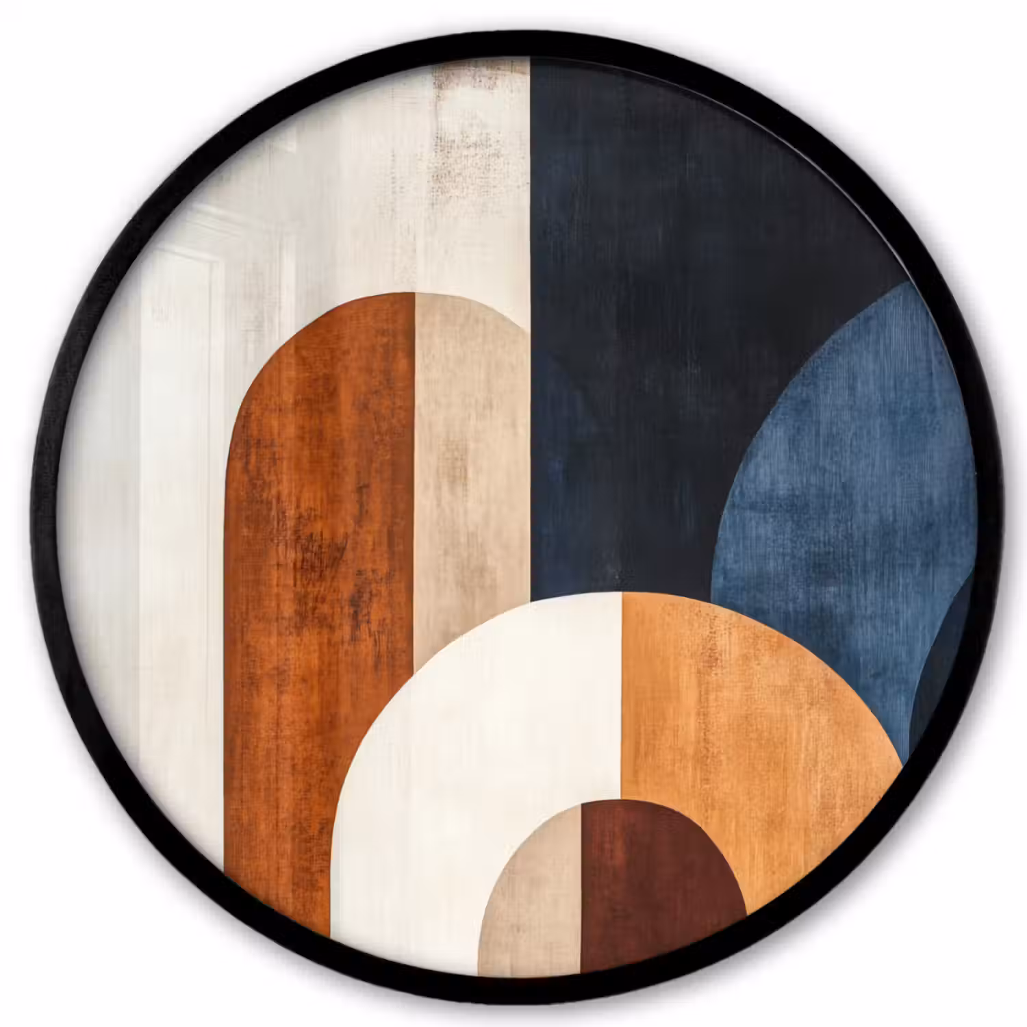 Abstract - Vormen - Donkerblauw Fotolijst rond zonder passe partout klein -3d