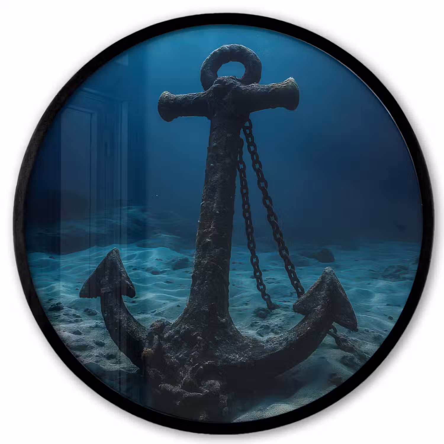 Anker - Ijzer - Zeebodem - Zand Fotolijst rond zonder passe partout klein -3d
