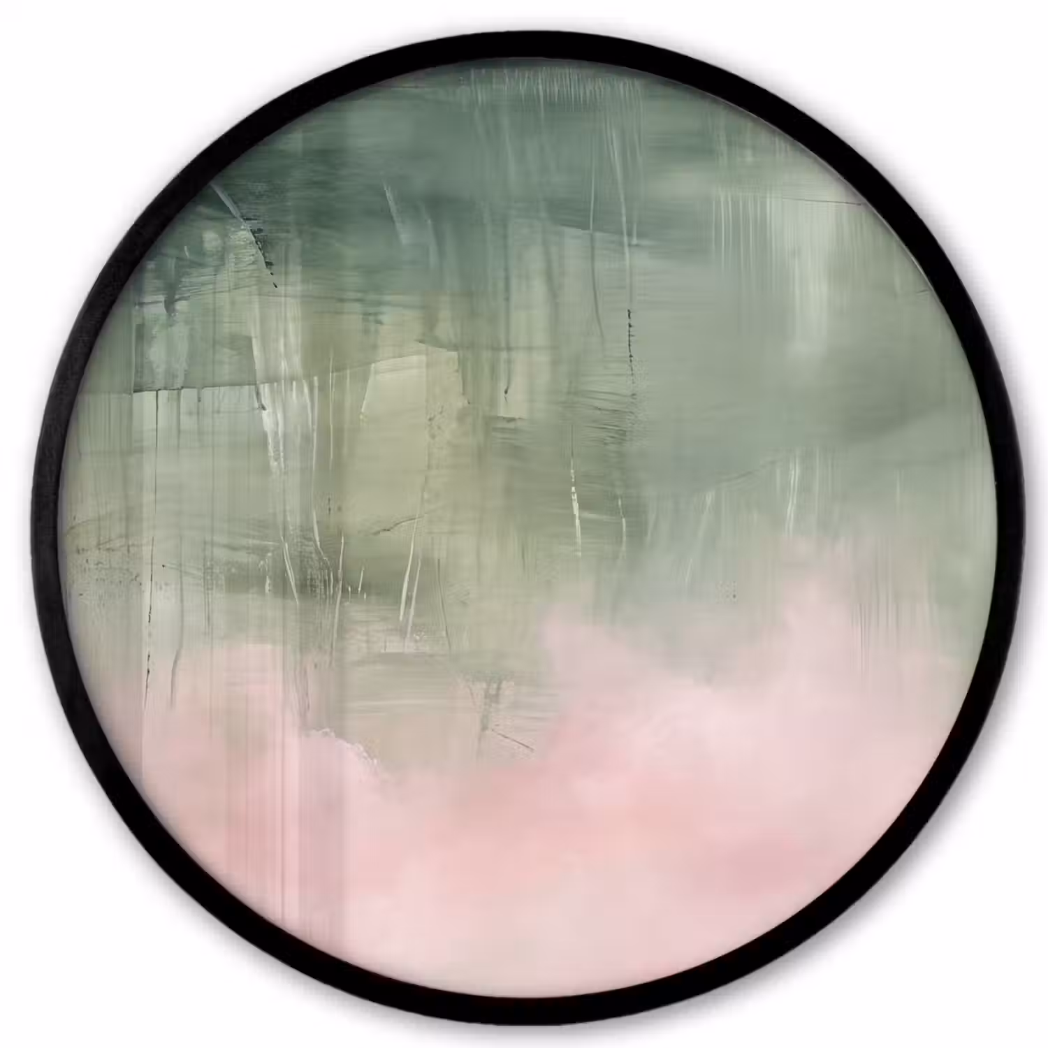 Kunst - Abstract - Modern - Groen - Roze Fotolijst rond zonder passe partout klein -3d
