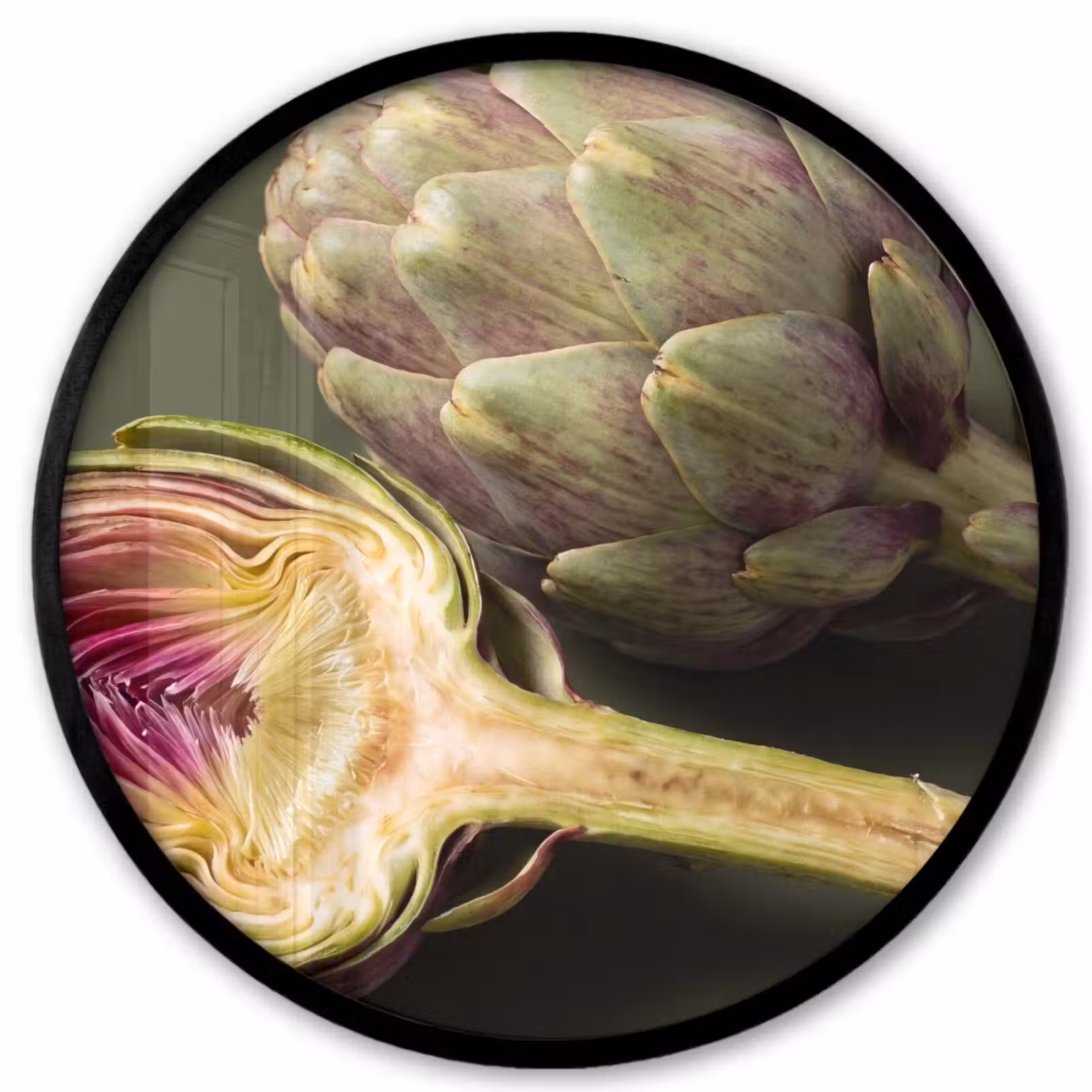 Photo Frame Round - Artichoke - Purple - Food - Artisjok - Paars - Voedsel Fotolijst rond zonder passe partout klein