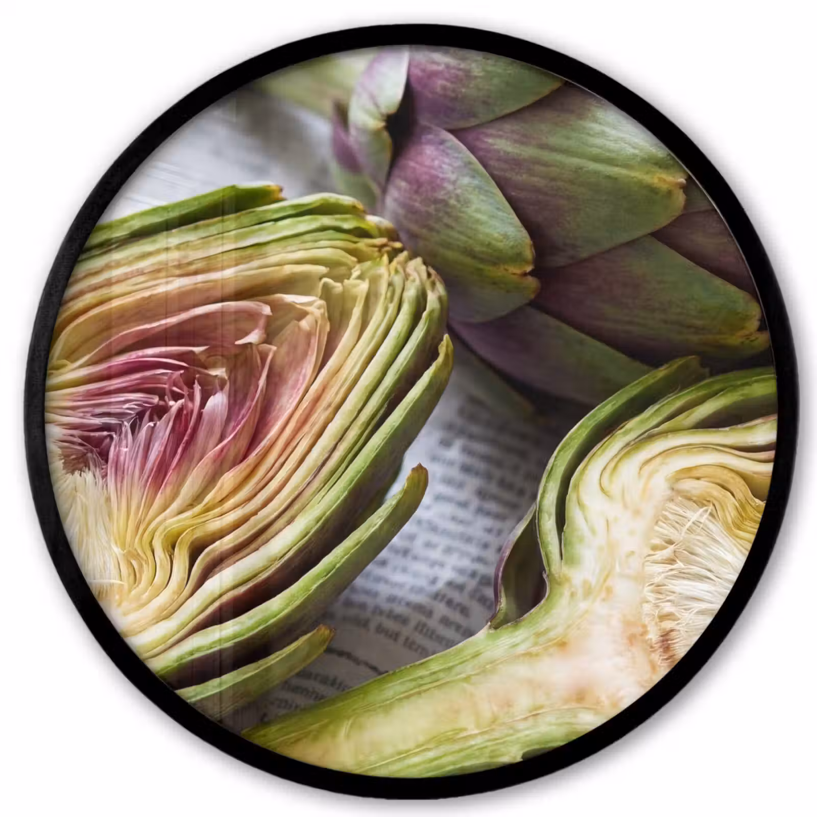 Photo Frame Round - Artichoke - Sliced - Food - Artisjok - Doorgesneden - Eten Fotolijst rond zonder passe partout klein