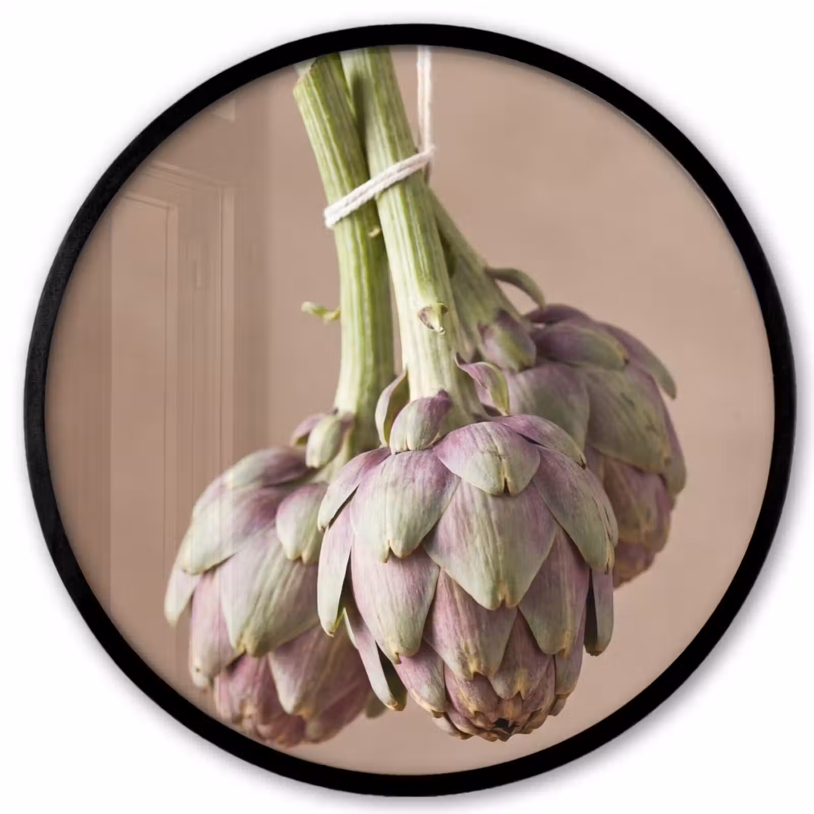 Photo Frame Round - Artichokes - Hanging - Vegetables - Artisjokken - Hangend - Groenten Fotolijst rond zonder passe partout klein